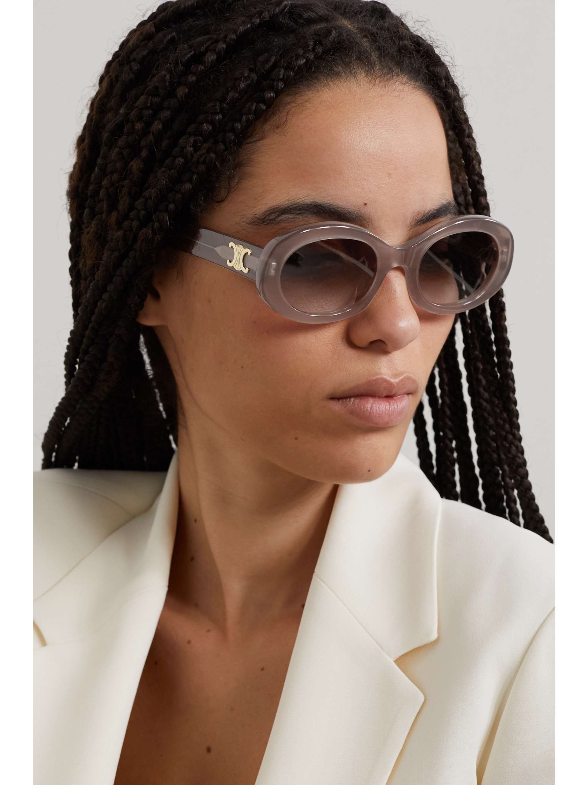 CELINE EYEWEAR Oval-frame acetate sunglasses