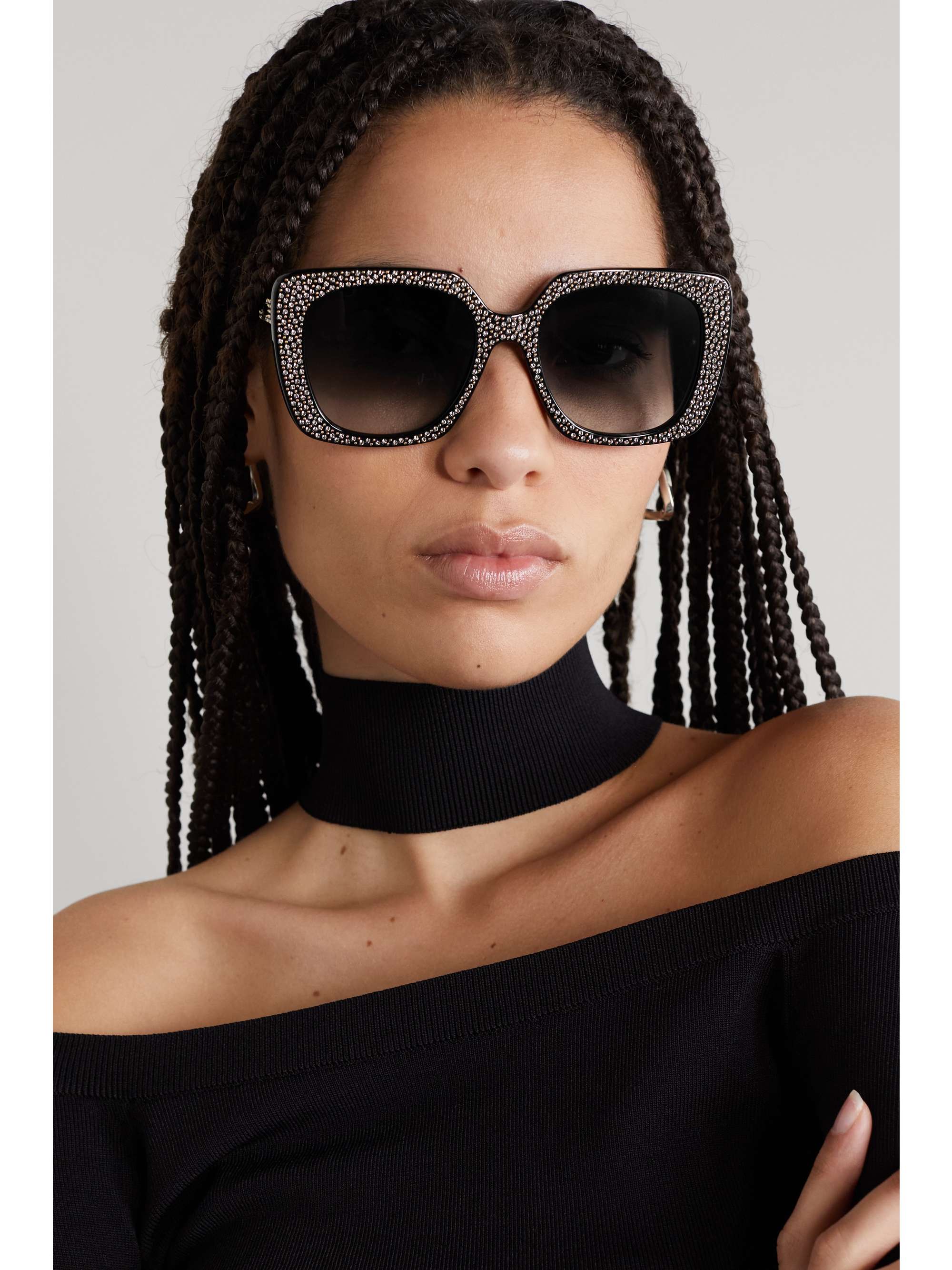 CELINE EYEWEAR Oversized squareframe embellished acetate sunglasses