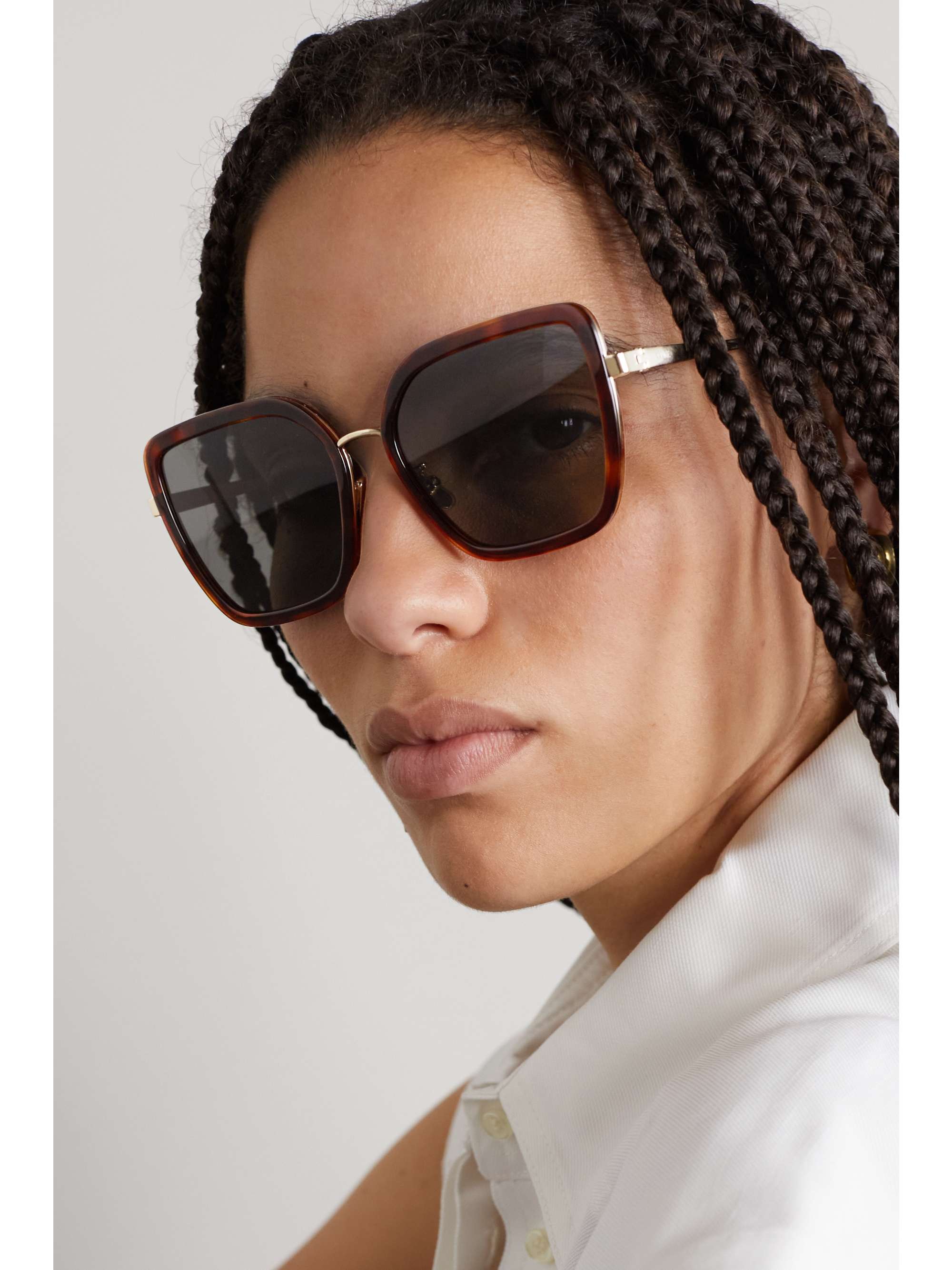 CELINE EYEWEAR Cat-eye tortoiseshell acetate and gold-tone sunglasses