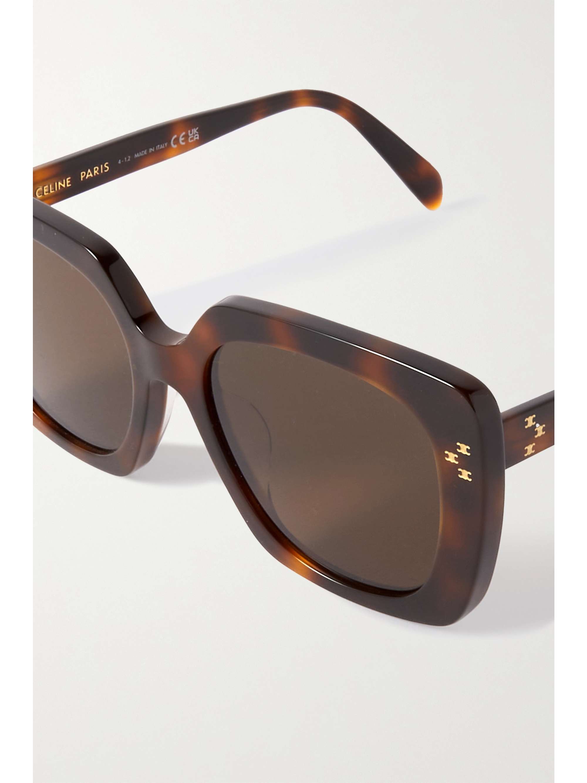 CELINE EYEWEAR Oversized square-frame tortoiseshell acetate sunglasses