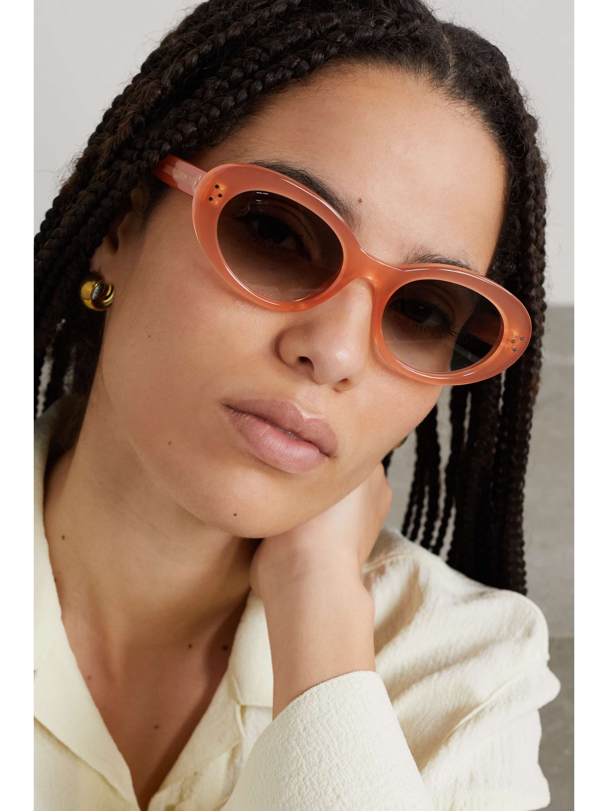 CELINE EYEWEAR Oval-frame acetate sunglasses