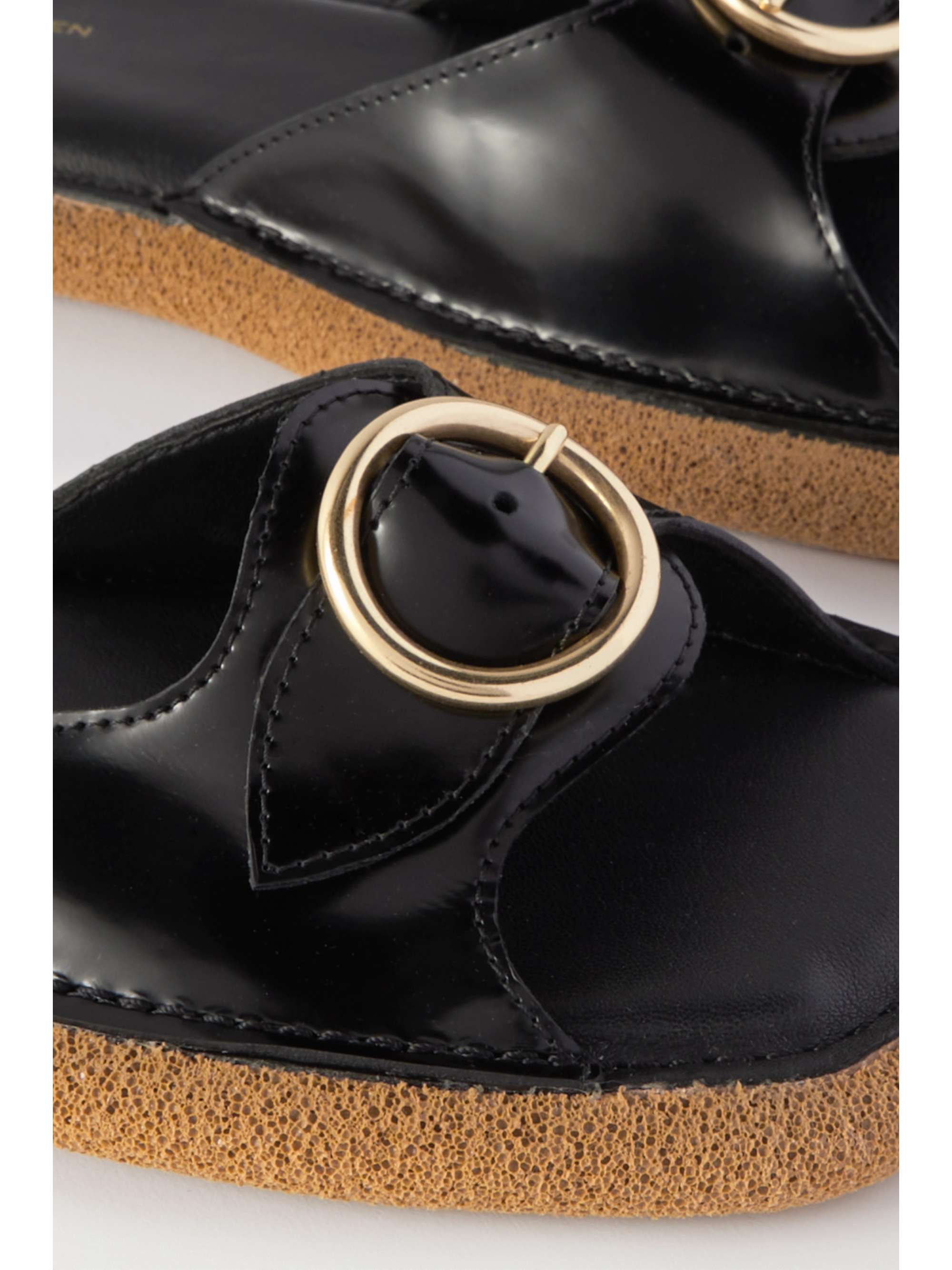 buckled leather slides