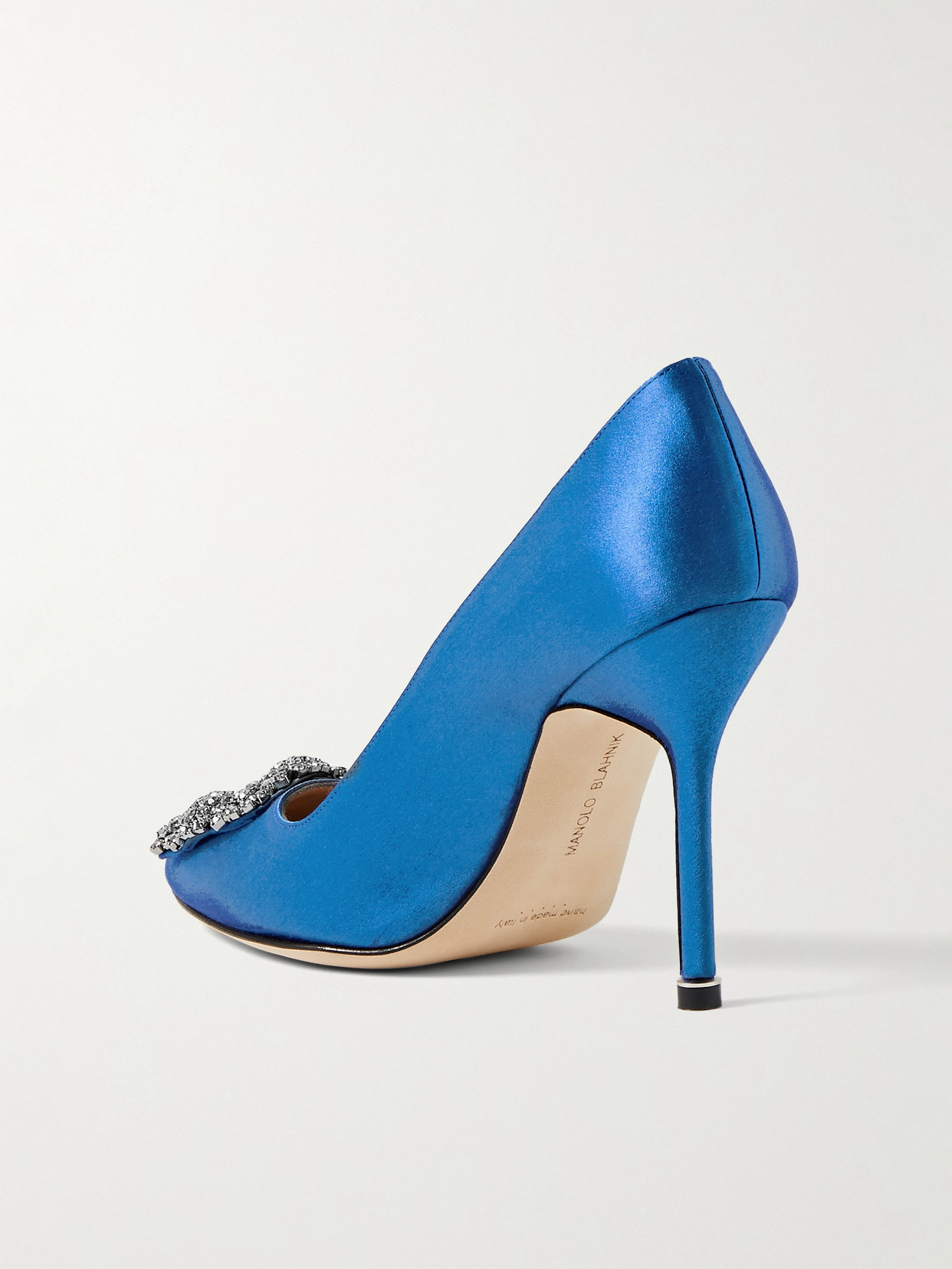 MANOLO BLAHNIK HANGISI 105 EMBELLISHED SATIN PUMPS