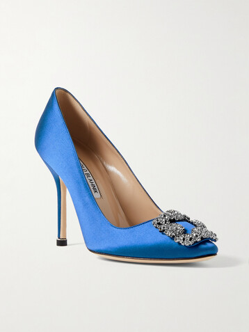 MANOLO BLAHNIK Hangisi 105 crystal-embellished satin pumps