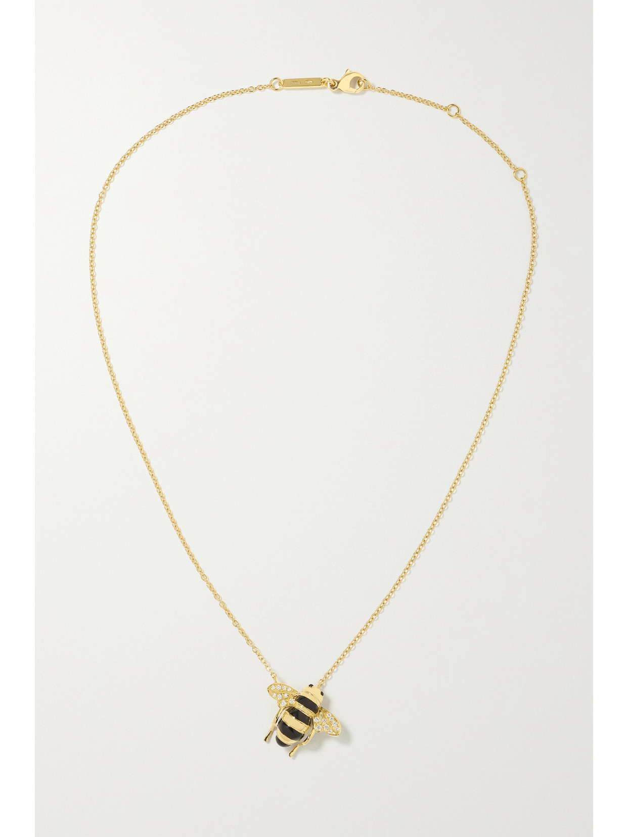 Sabbadini Baby Bee 18-karat Gold, Lacquer And Diamond Necklace In Gold