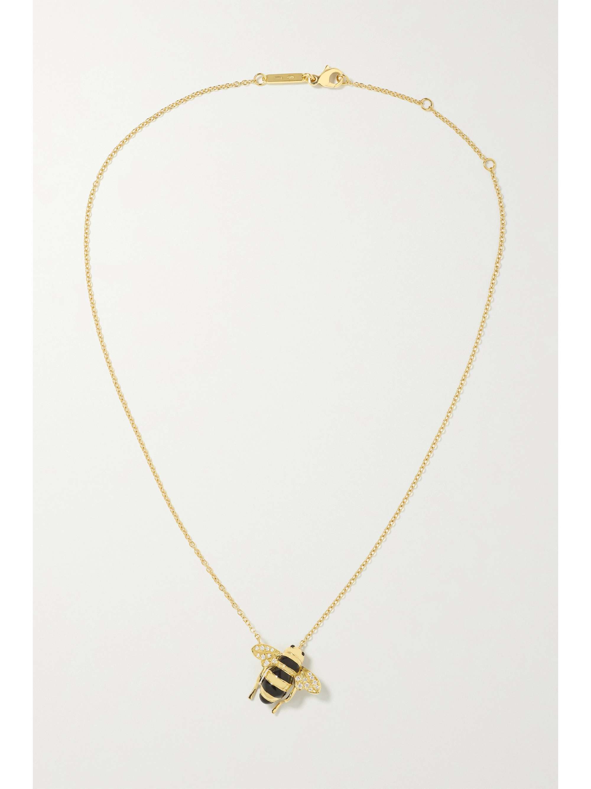 SABBADINI Baby Bee 18-karat rose gold, lacquer and diamond necklace