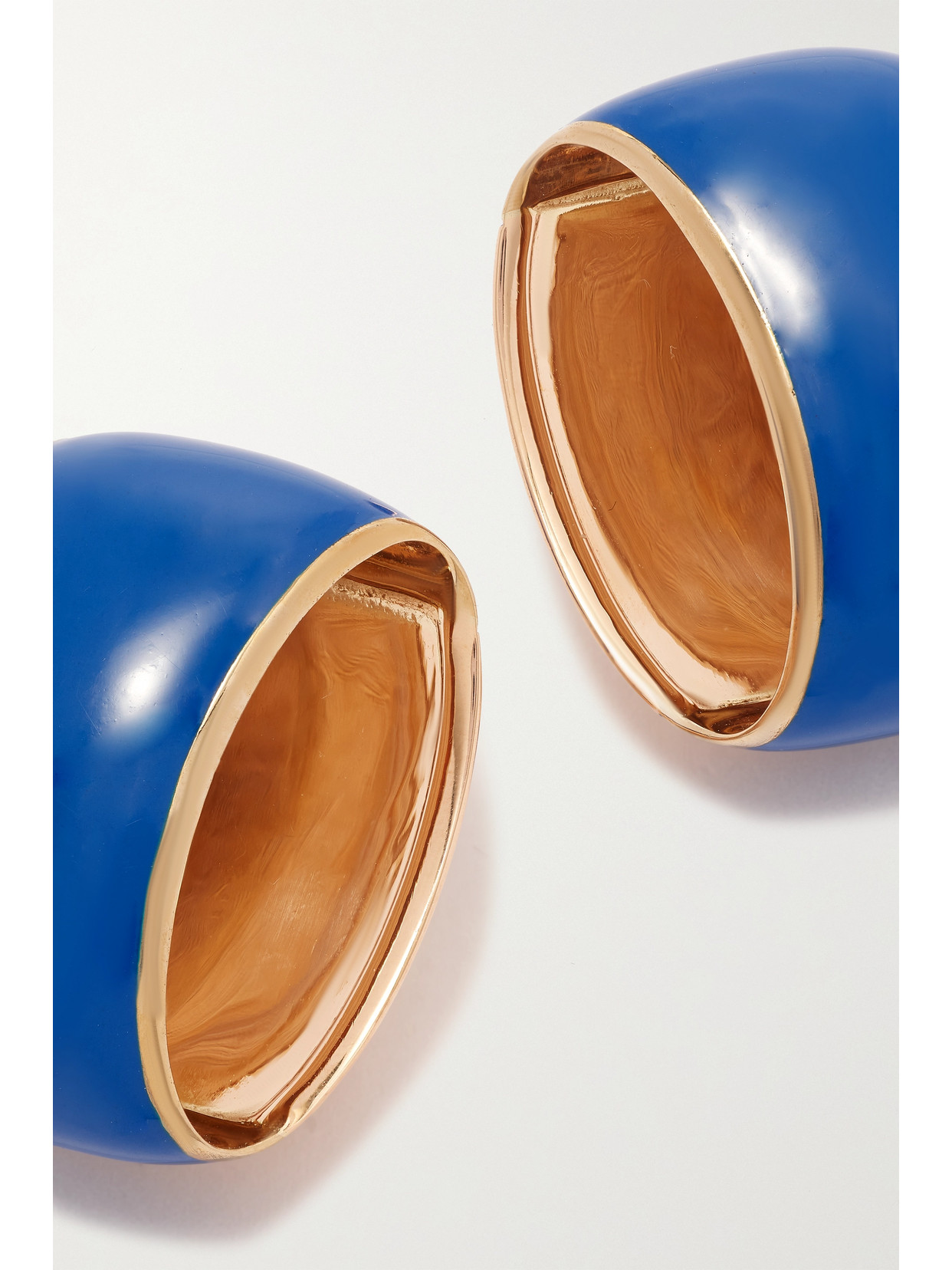 Shop Sabbadini Tokyo 18-karat Rose Gold, Bronze And Lacquer Clip Earrings