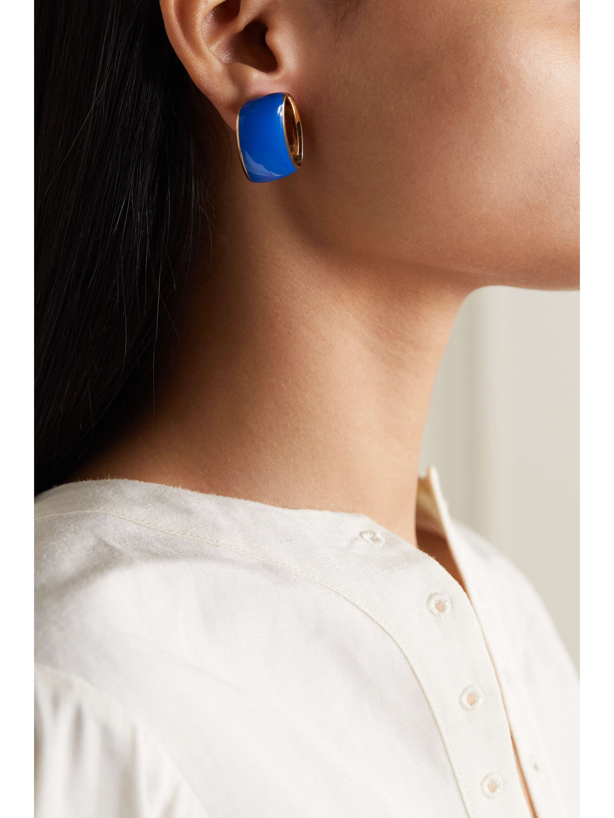 SABBADINI Tokyo 18-karat rose gold, bronze and lacquer clip earrings
