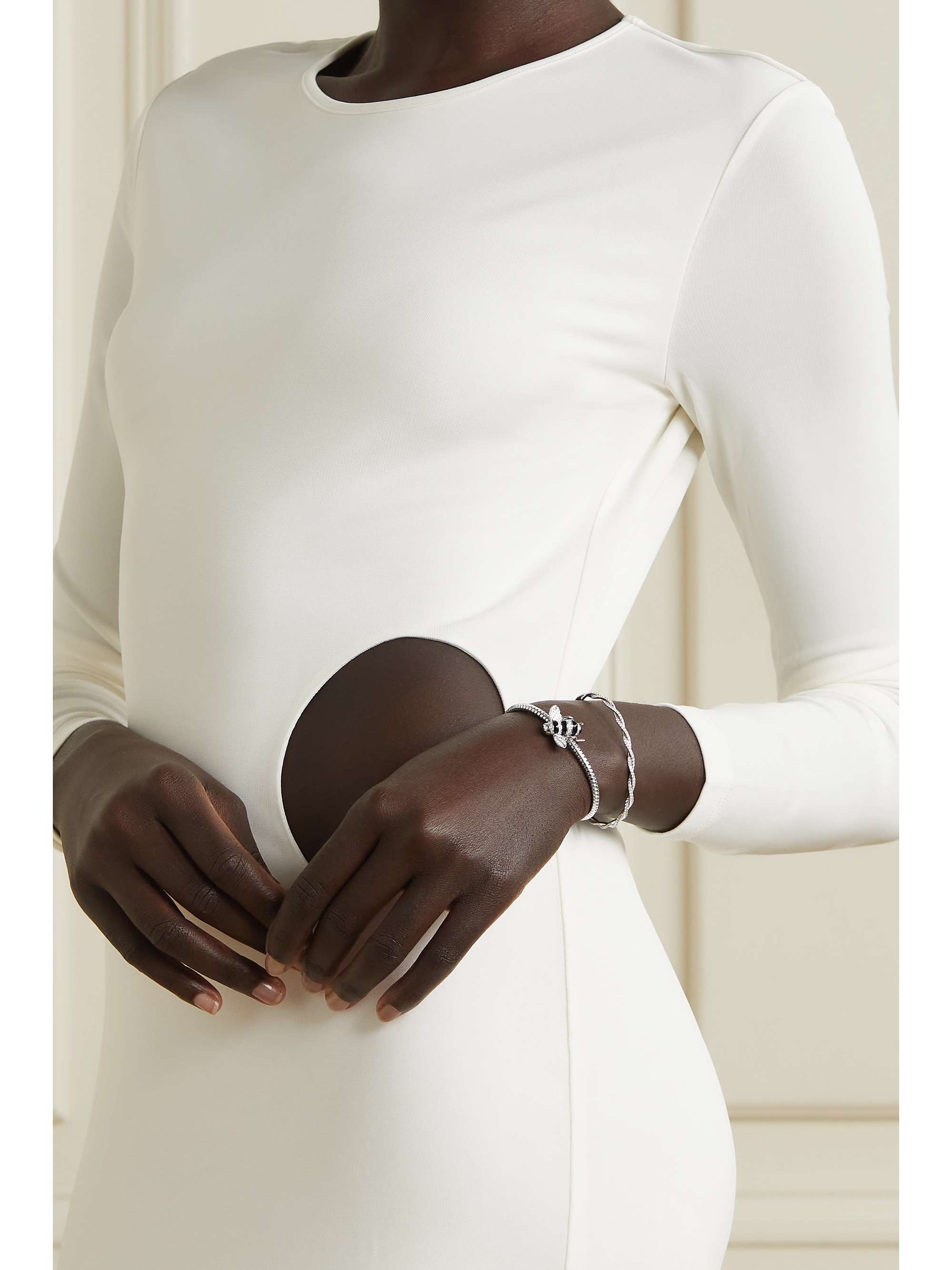 SABBADINI 18-karat white gold, lacquer and diamond bangle