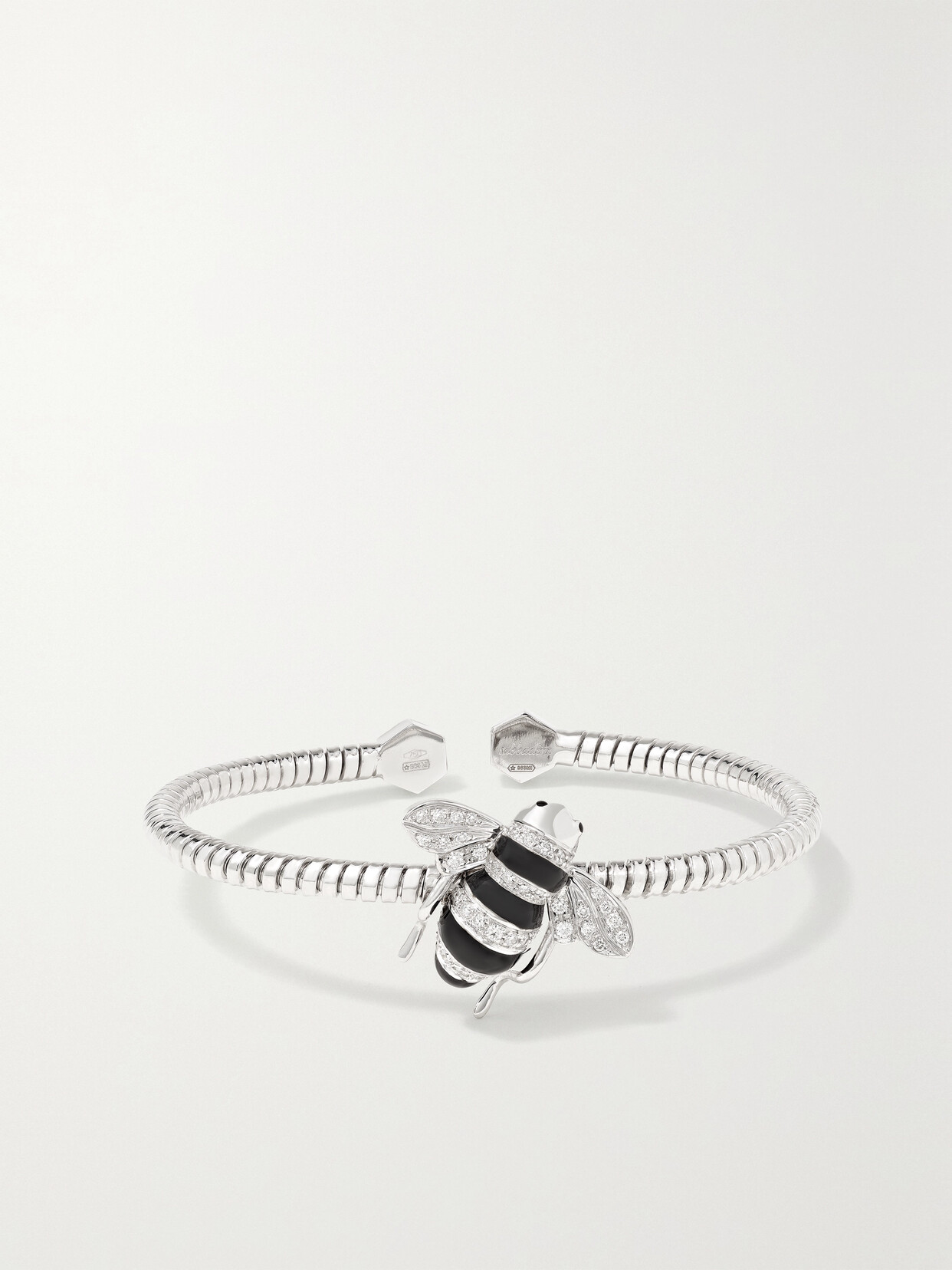 Sabbadini - 18-karat White Gold, Lacquer And Diamond Bangle - Black
