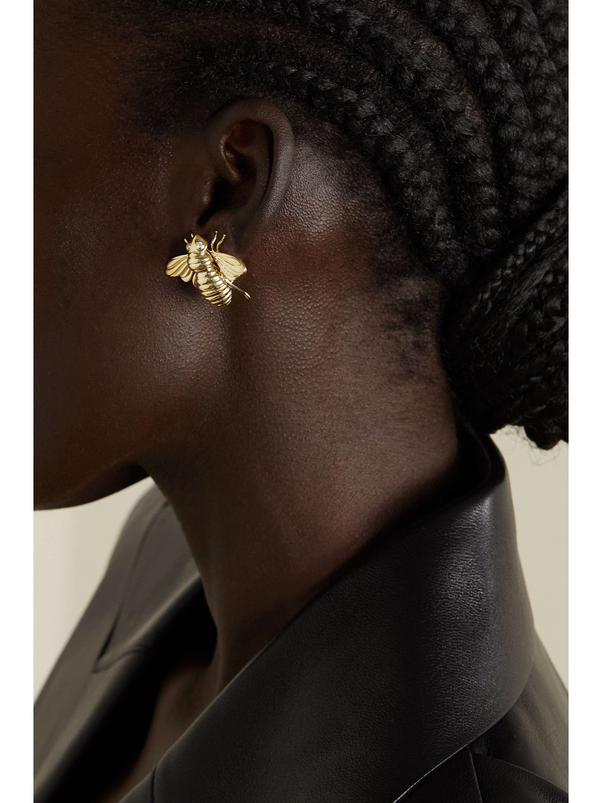 SABBADINI Bee 18-karat gold diamond earrings