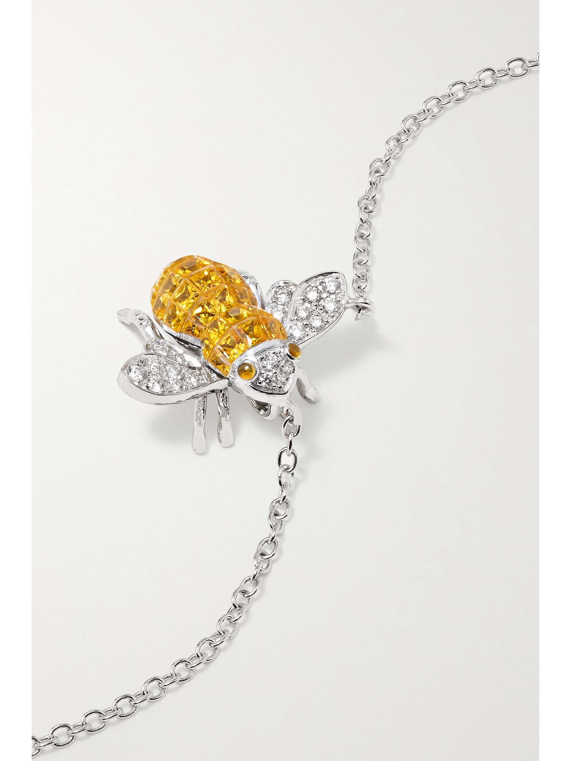 SABBADINI Baby Bee 18-karat white gold, diamond and sapphire necklace