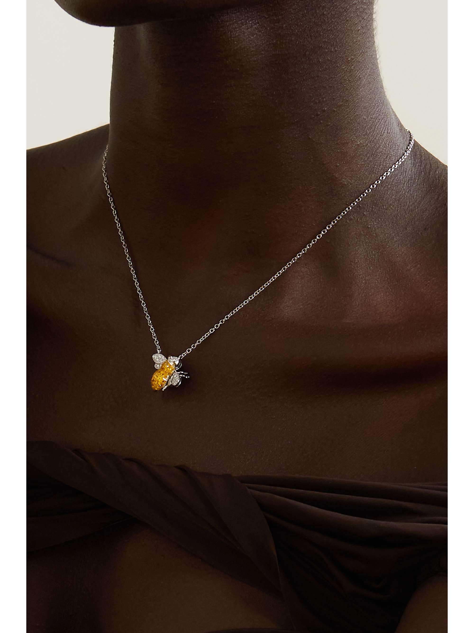 SABBADINI Baby Bee 18-karat white gold, diamond and sapphire necklace