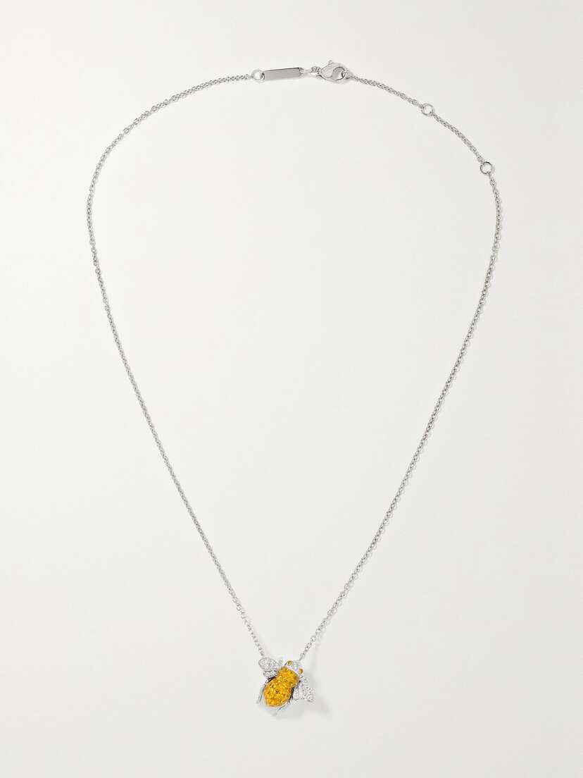Sabbadini Baby Bee 18-karat White Gold, Diamond And Sapphire Necklace