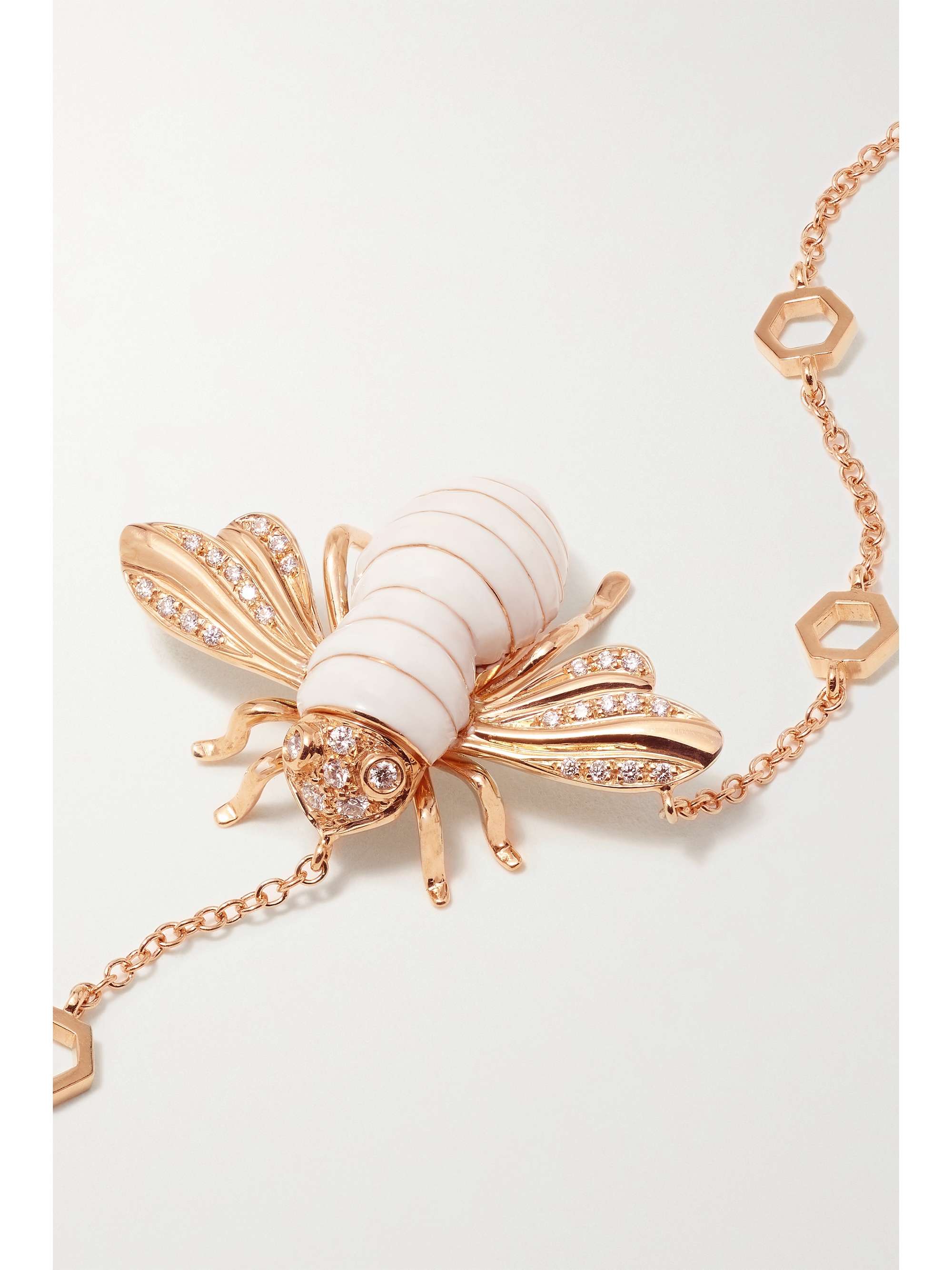 SABBADINI Bee 18-karat rose gold, diamond and lacquer necklace