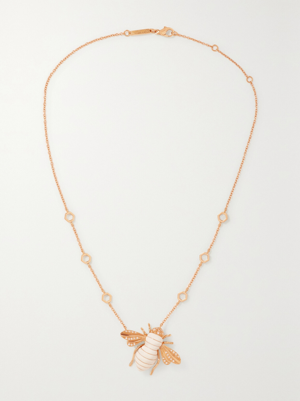 Sabbadini Bee 18-karat Rose Gold, Diamond And Lacquer Necklace