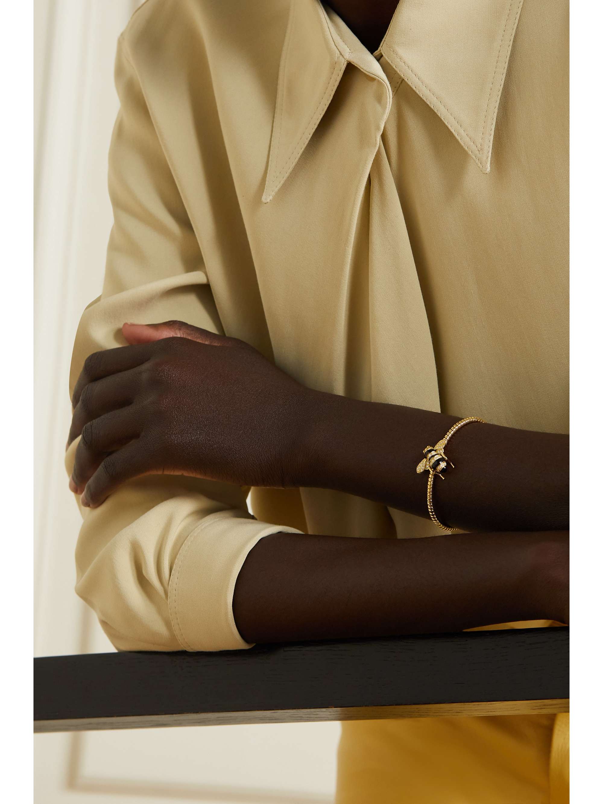 SABBADINI 18-karat gold, lacquer and diamond bangle