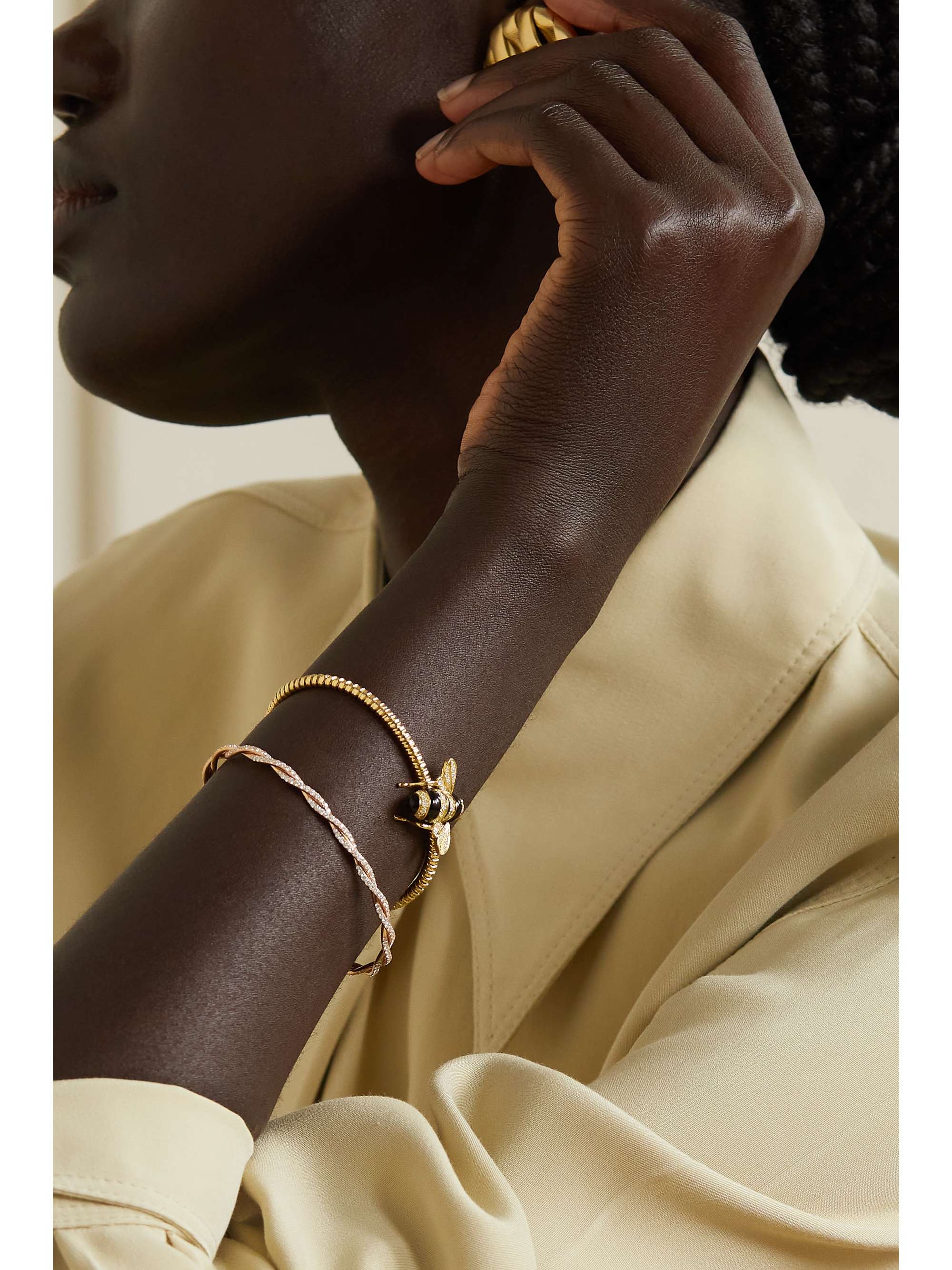 SABBADINI 18-karat gold, lacquer and diamond bangle