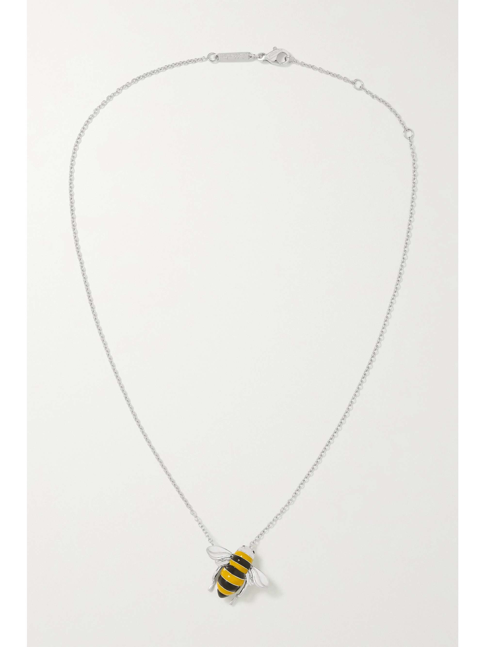 SABBADINI Baby Bee 18-karat rose gold, lacquer and diamond necklace