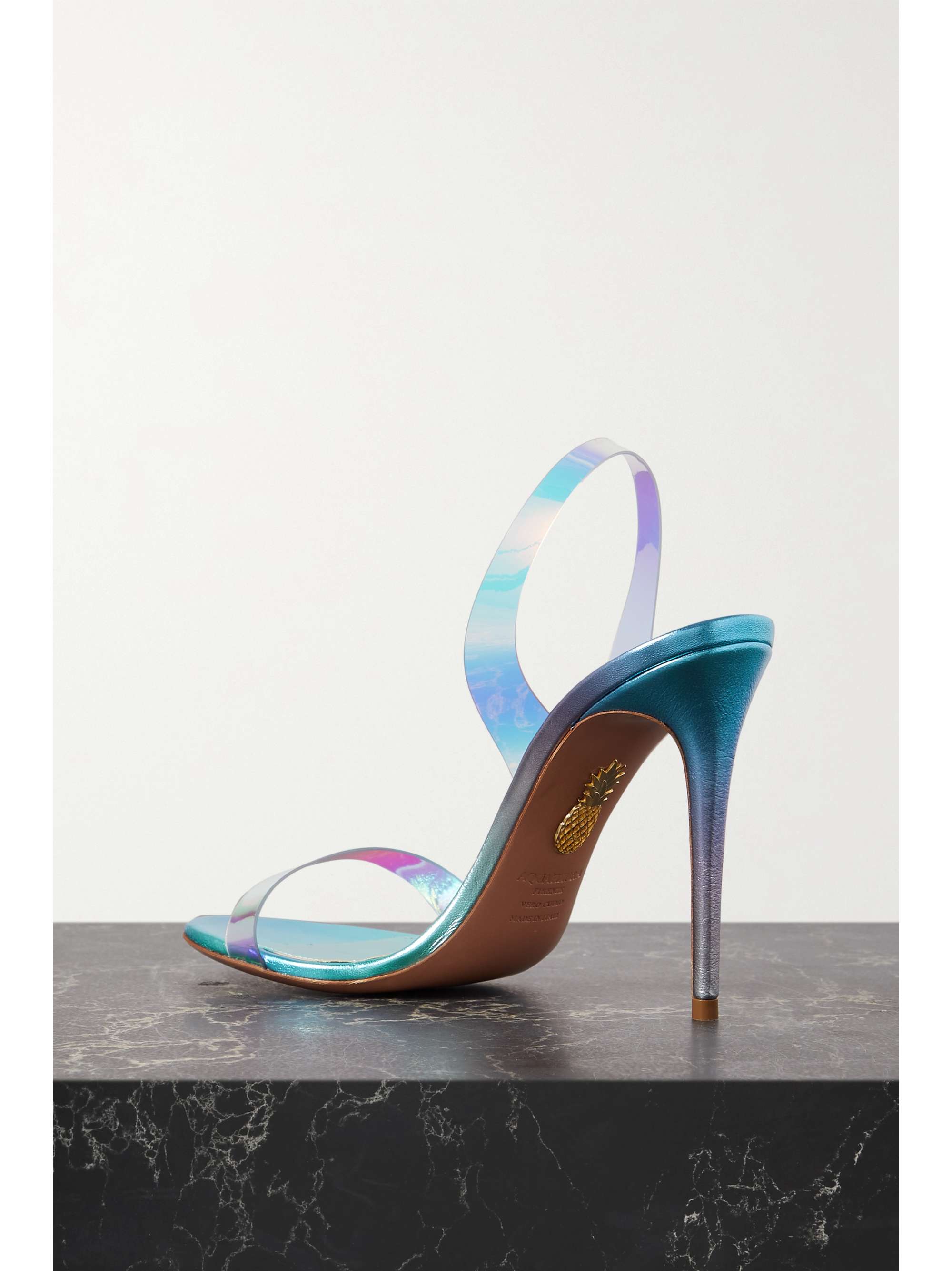 Light Blue So Nude Plexi 105 Iridescent Pvc And Leather Slingback Sandals Aquazzura Net A Porter