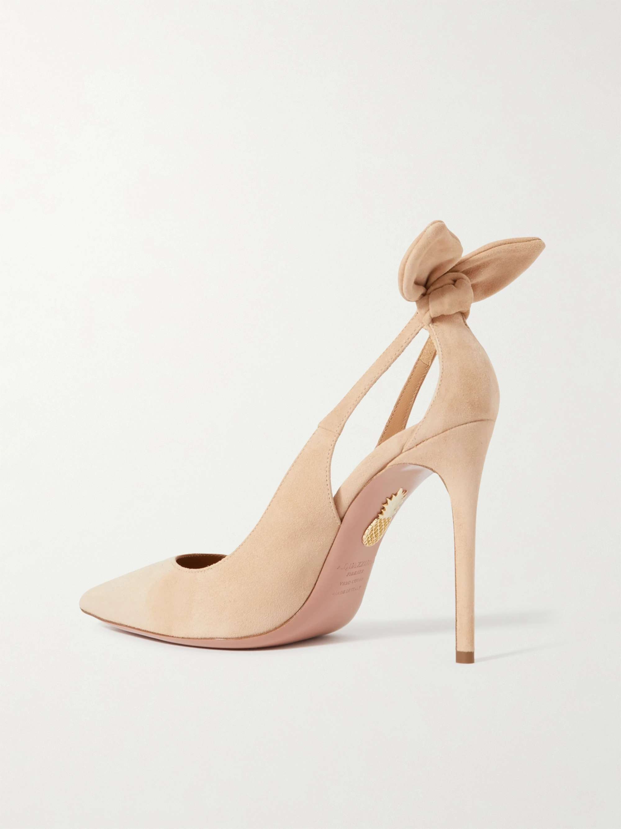 AQUAZZURA Bow Tie 105 suede pumps | NET-A-PORTER