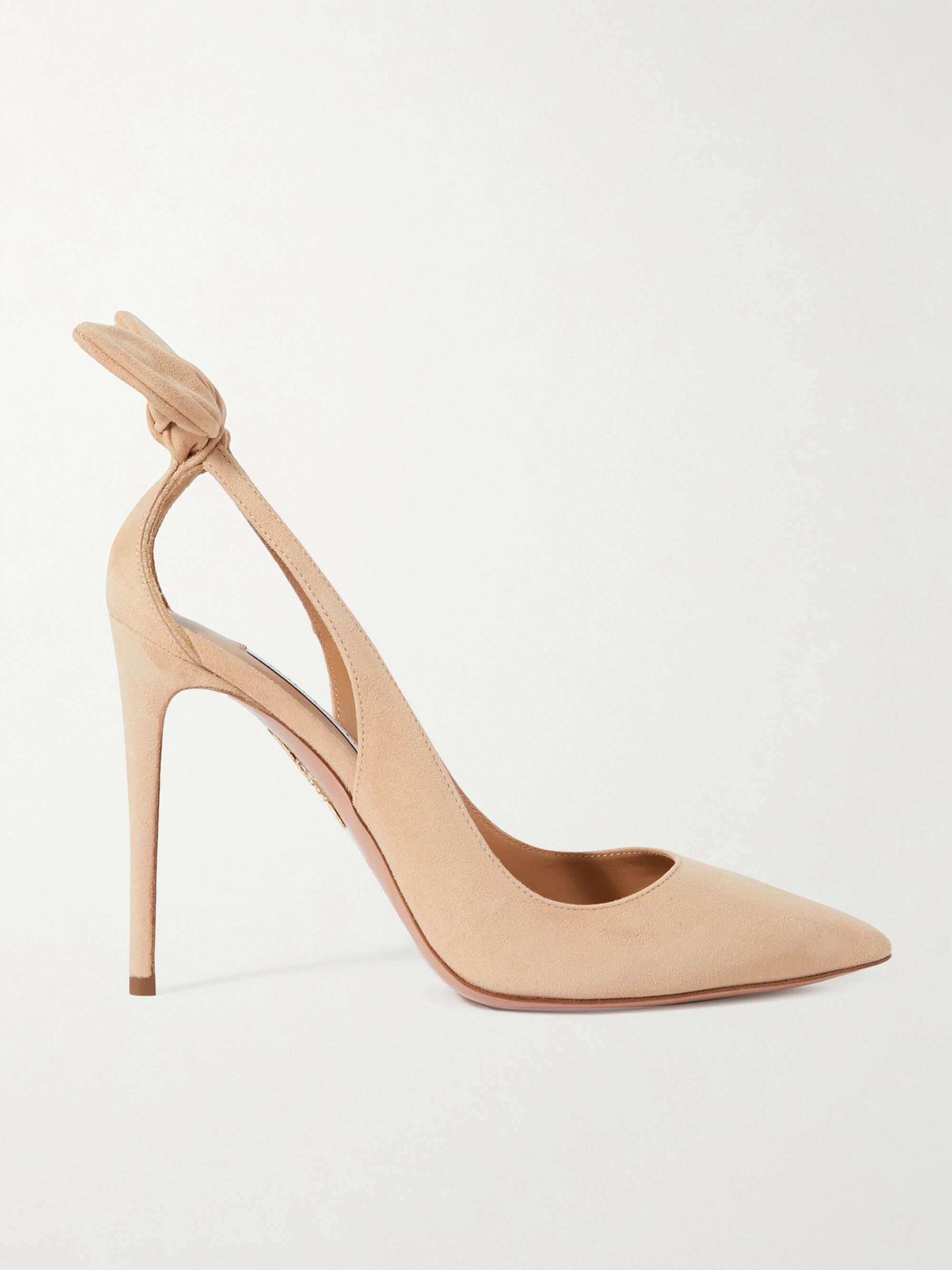 AQUAZZURA Bow Tie 105 suede pumps | NET-A-PORTER