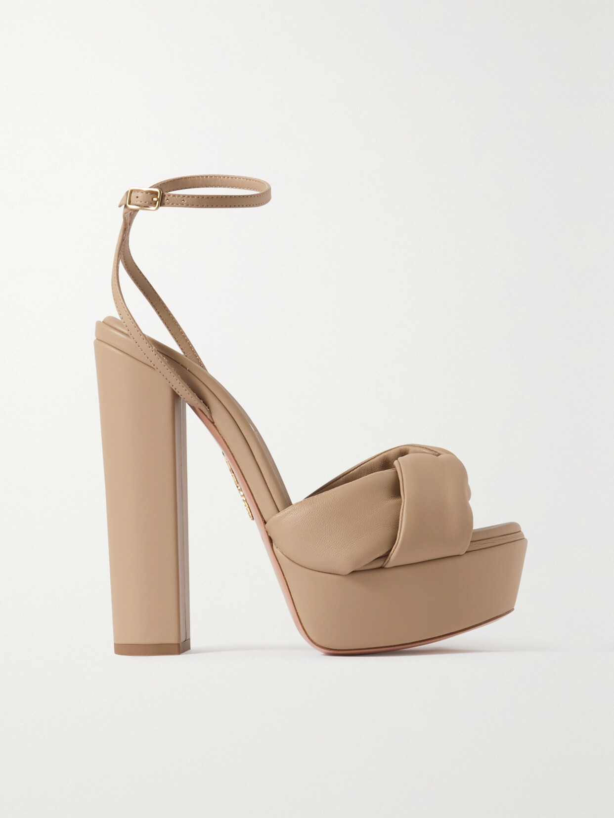 Aquazzura Olie Plateau 140 Knotted Leather Platform Sandals