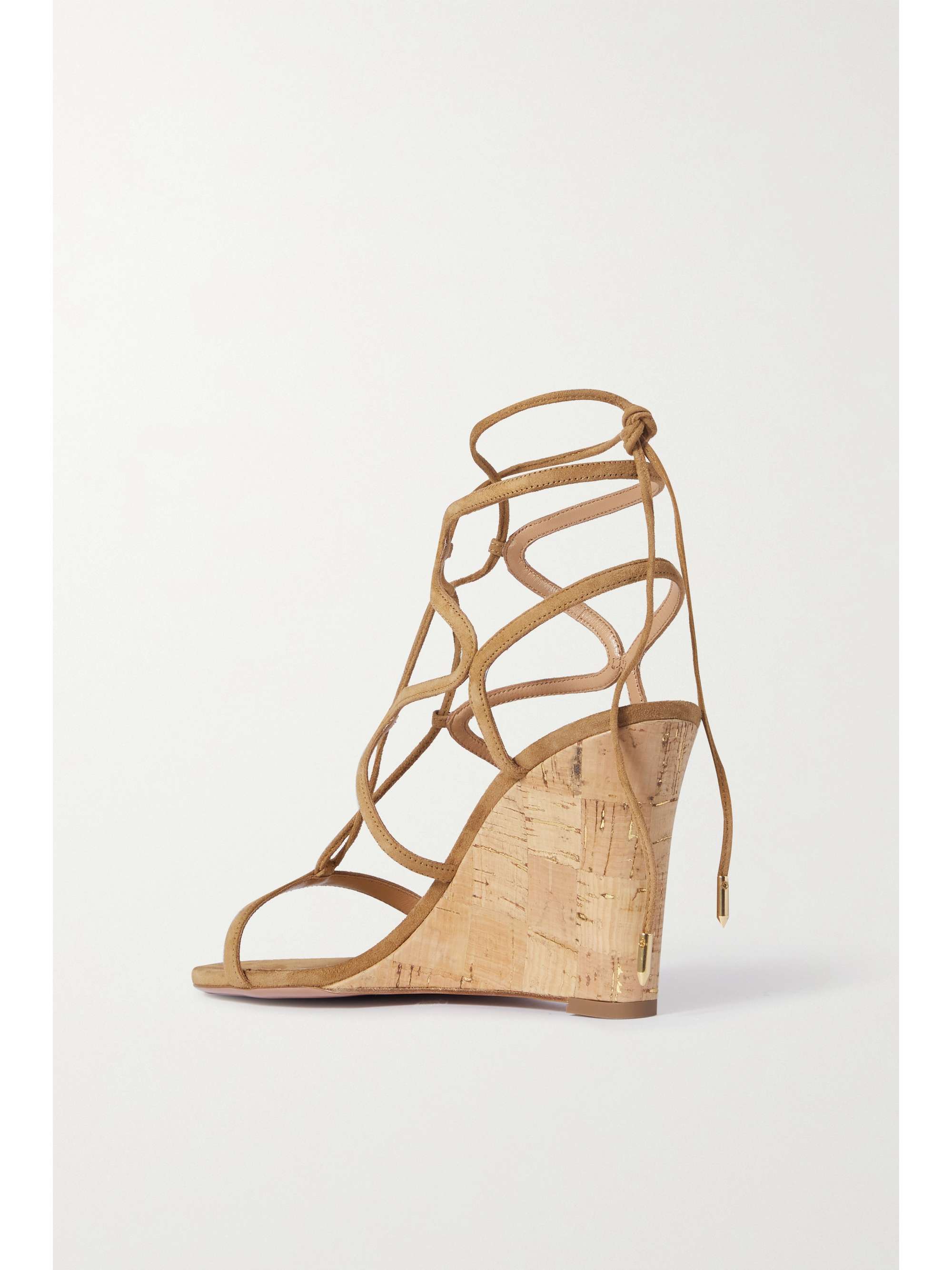 AQUAZZURA Aliya 85 suede wedge sandals | NET-A-PORTER