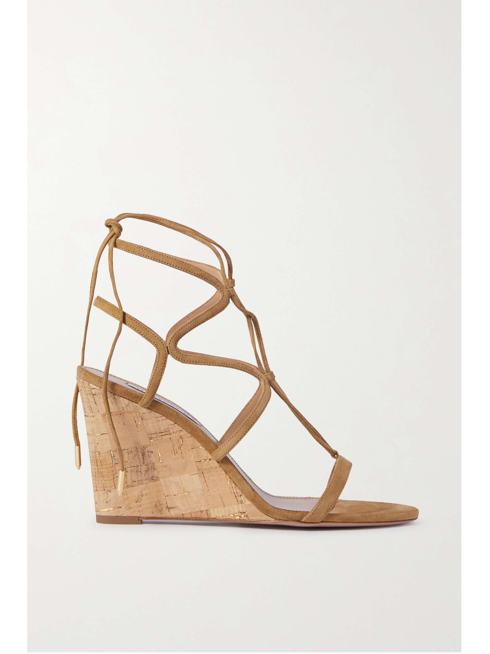 AQUAZZURA Aliya 85 suede wedge sandals | NET-A-PORTER