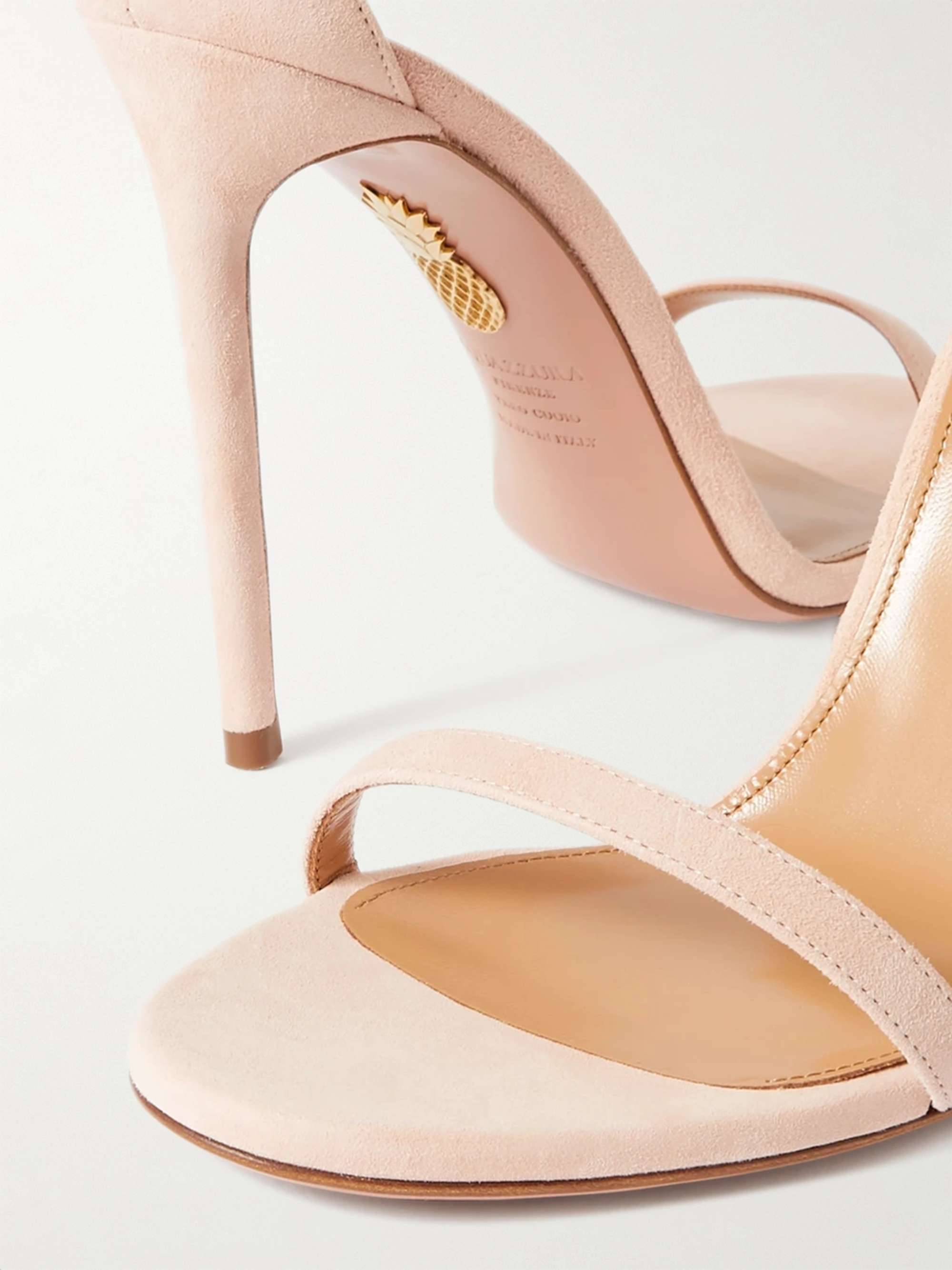 AQUAZZURA Mon Cherie 105 crystal-embellished lace-up suede sandals