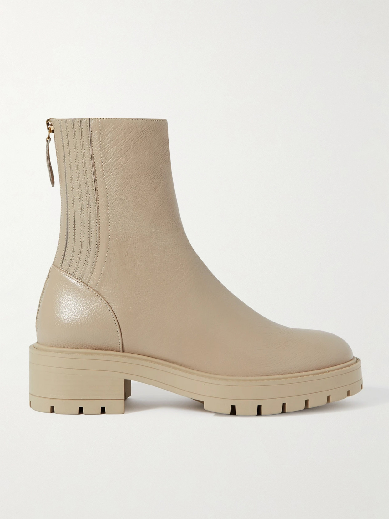 Shop Aquazzura Saint Honore Leather Combat Boots In Neutrals