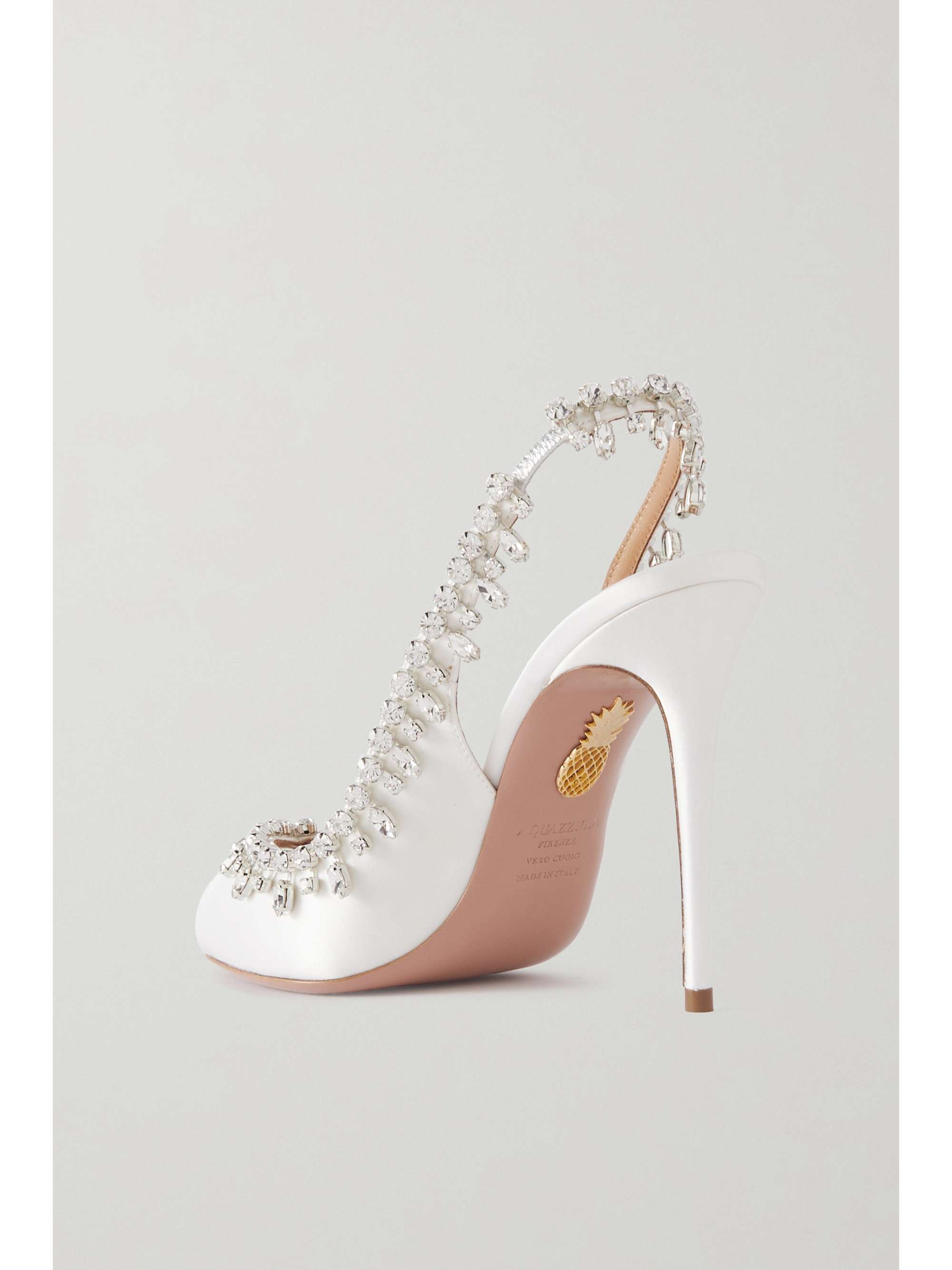 AQUAZZURA Temptation 105 crystal-embellished satin slingback sandals