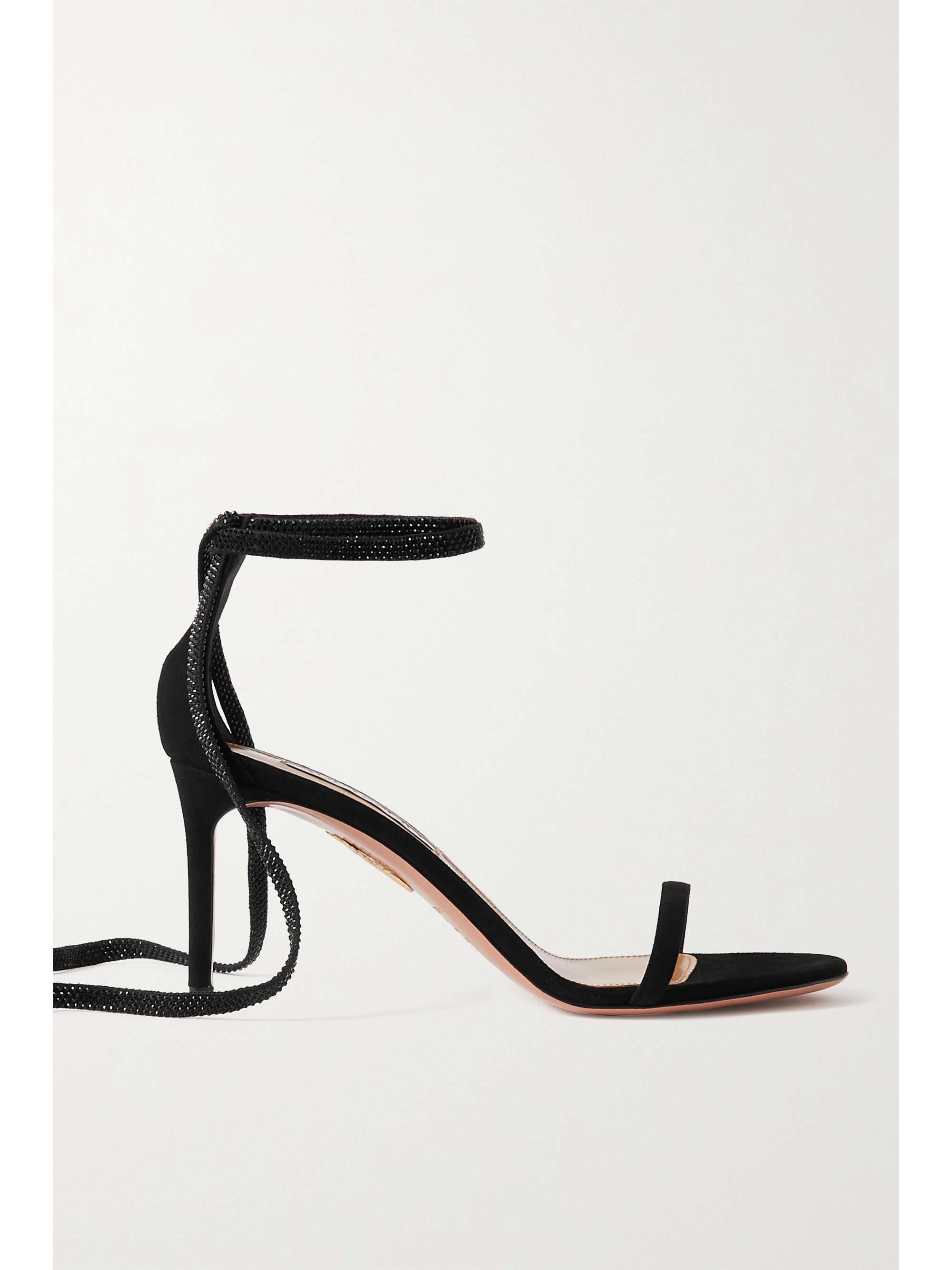 Black Mon Cherie 75 Crystal Embellished Lace Up Suede Sandals Aquazzura Net A Porter
