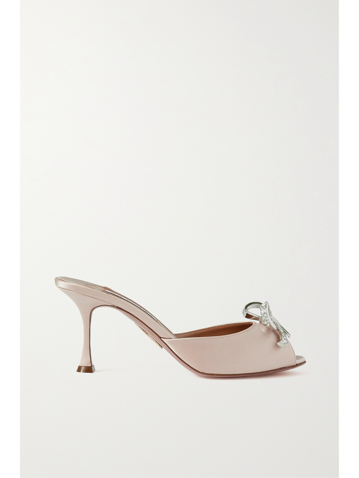 【AQUAZZURA】carrie 75 crystal-embellished satin mules Aquazzura Carrie 75 Crystal-embellished Satin Mules In
