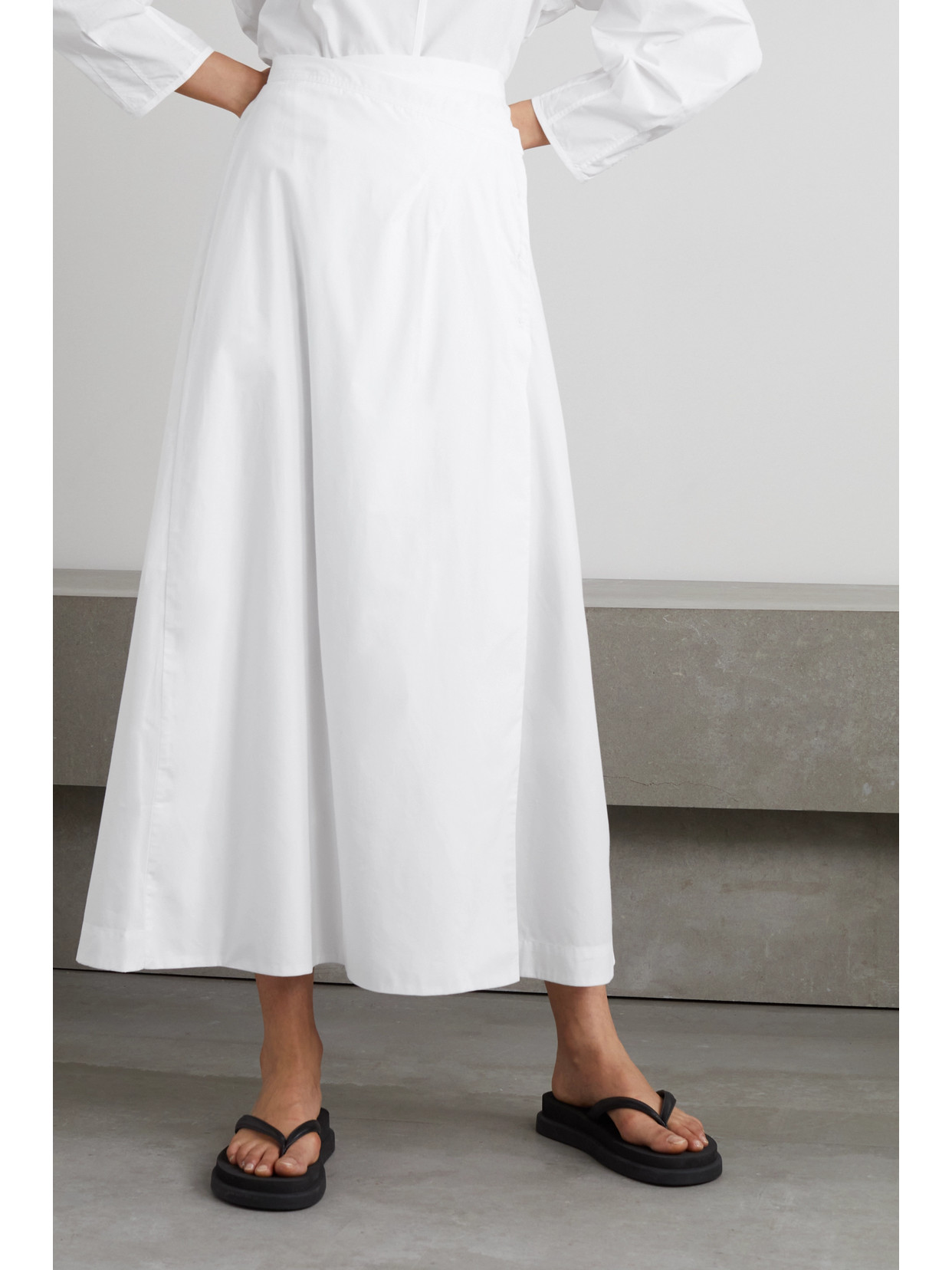 Caes - Cotton And Lyocell-blend Poplin Maxi Wrap Skirt - White