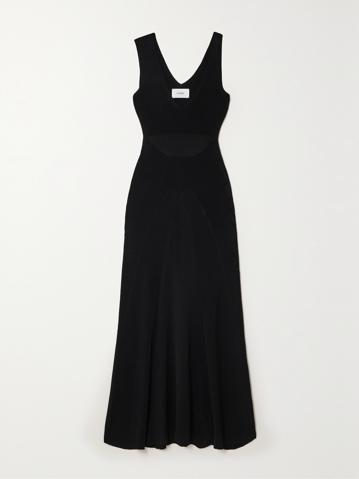 Caes - Cutout Paneled Knitted Maxi Dress - Black