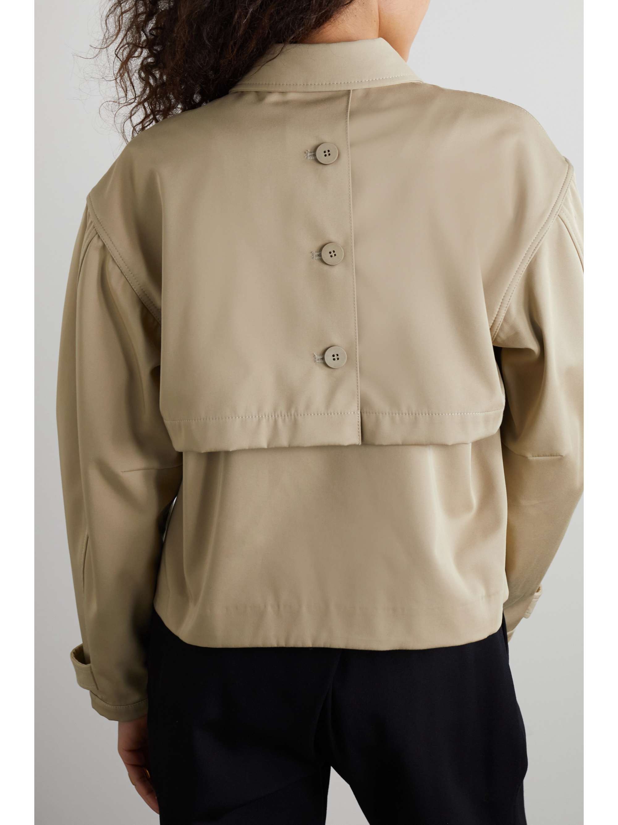 CAES Cropped button-embellished cotton-twill trench jacket