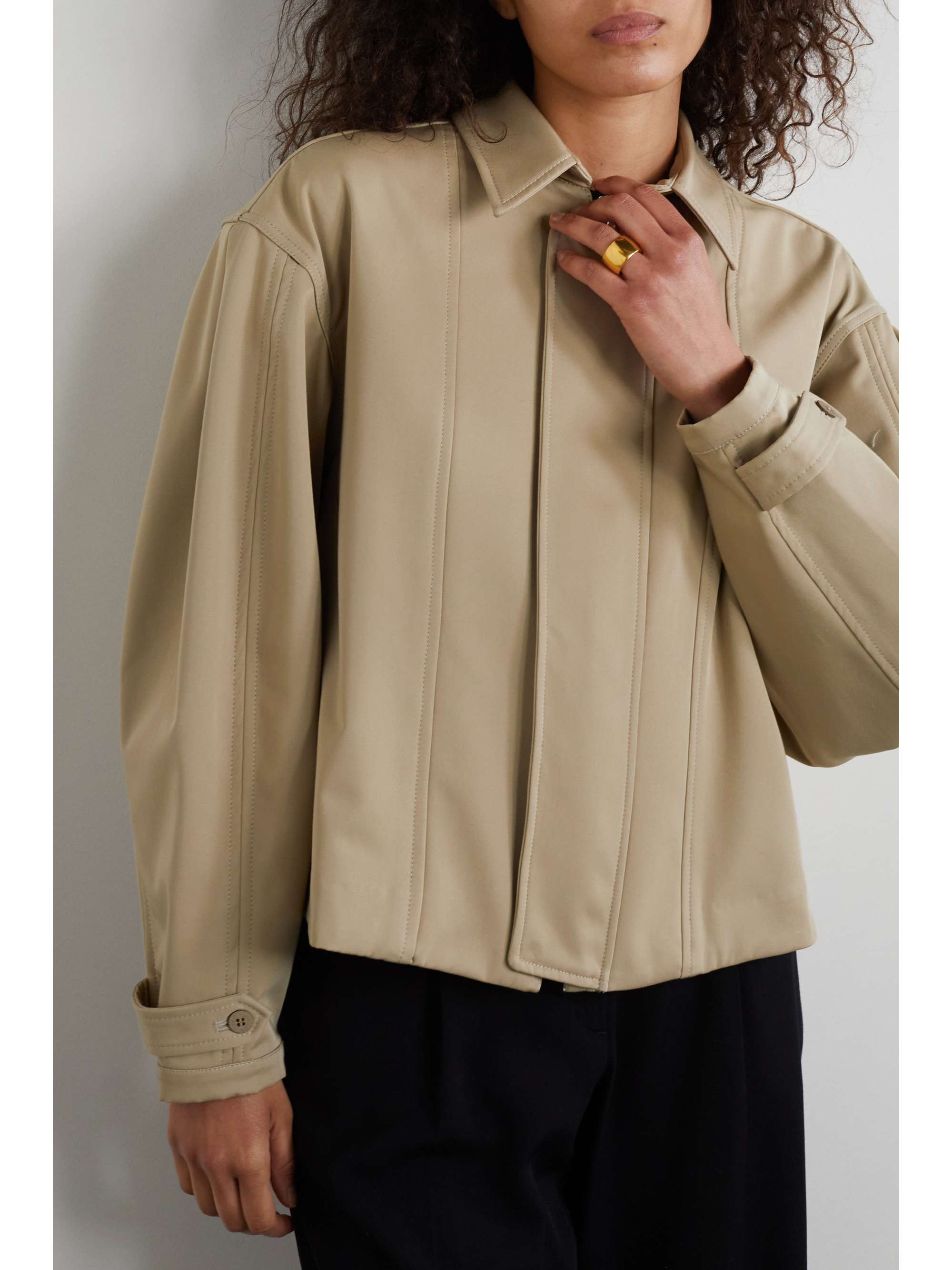 CAES Cropped button-embellished cotton-twill trench jacket