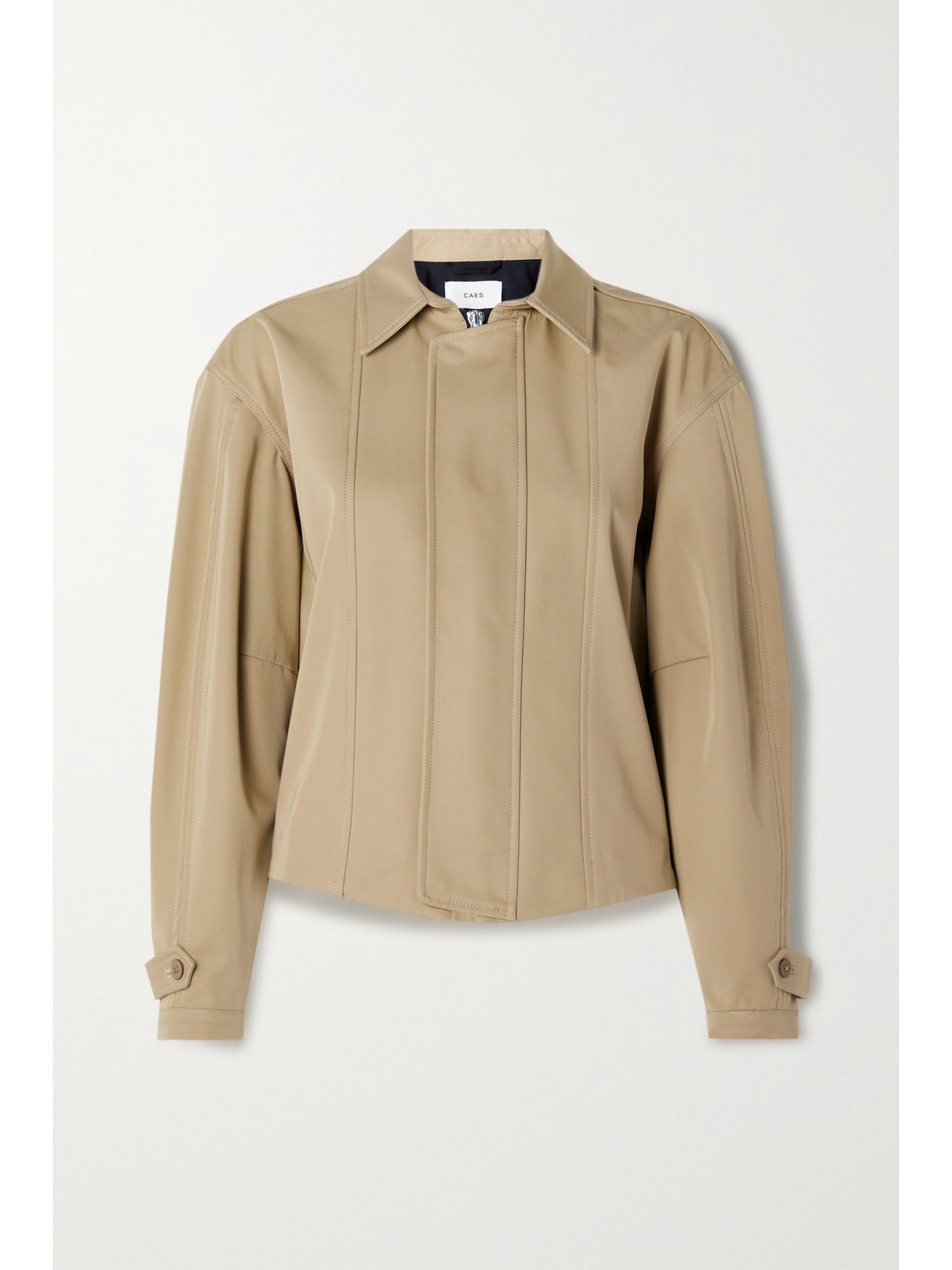 Caes Cropped Button-embellished Cotton-twill Trench Jacket In Neutrals