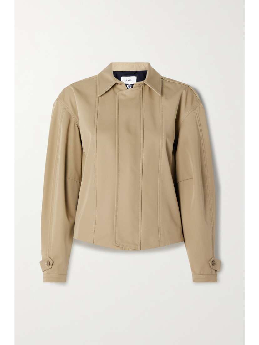 CAES Cropped Button-embellished Cotton-twill Trench Jacket