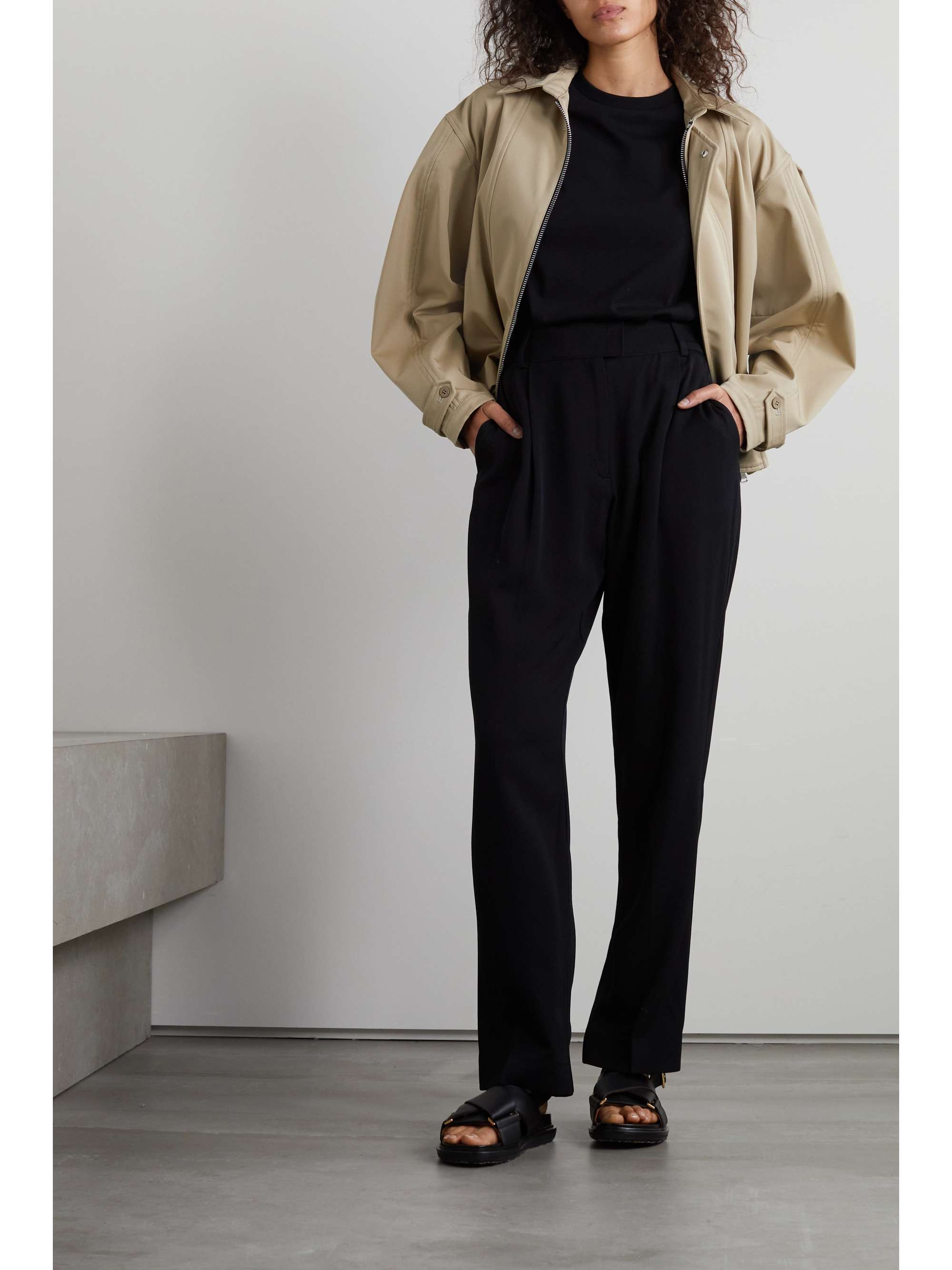 CAES Cropped button-embellished cotton-twill trench jacket