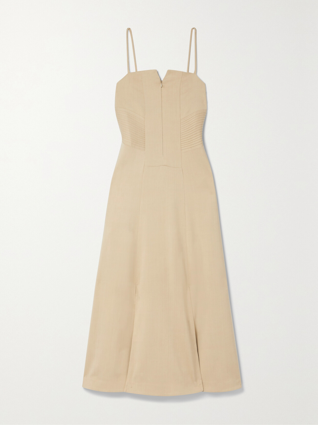 Caes - Pintucked Grain De Poudre Midi Dress - Neutrals image