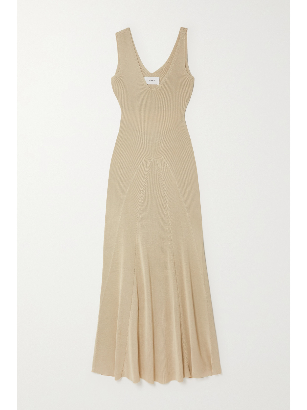 Caes - Cutout Paneled Knitted Maxi Dress - Neutrals