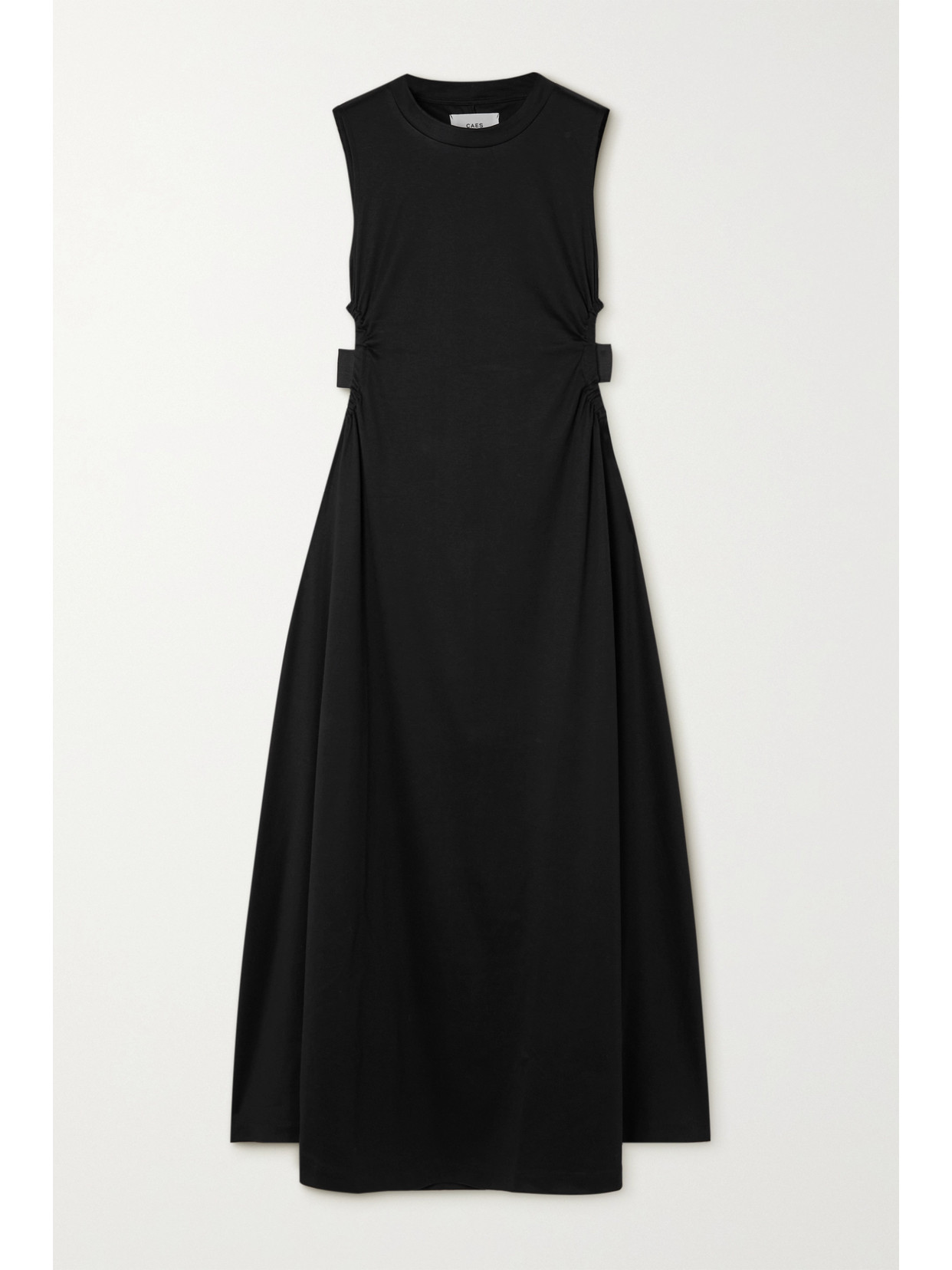 Caes - Ruched Organic Cotton Maxi Dress - Black image