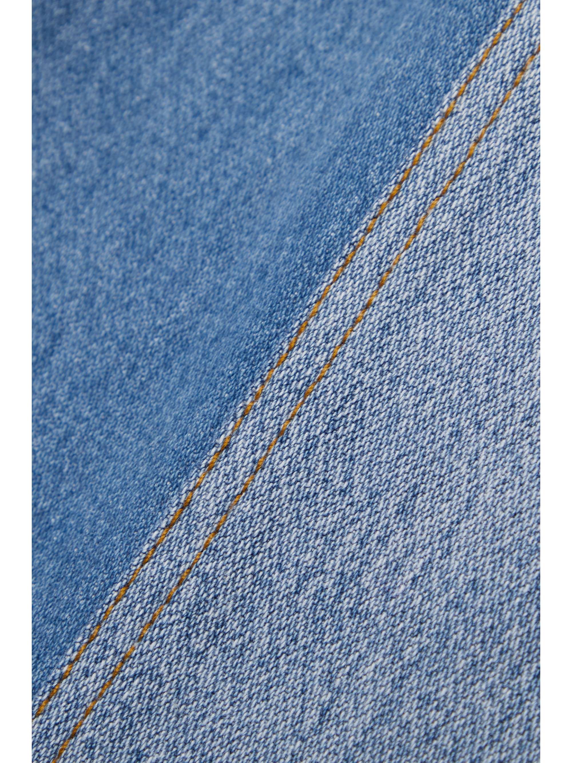 B SIDES Simone patchwork upcycled denim midi skirt