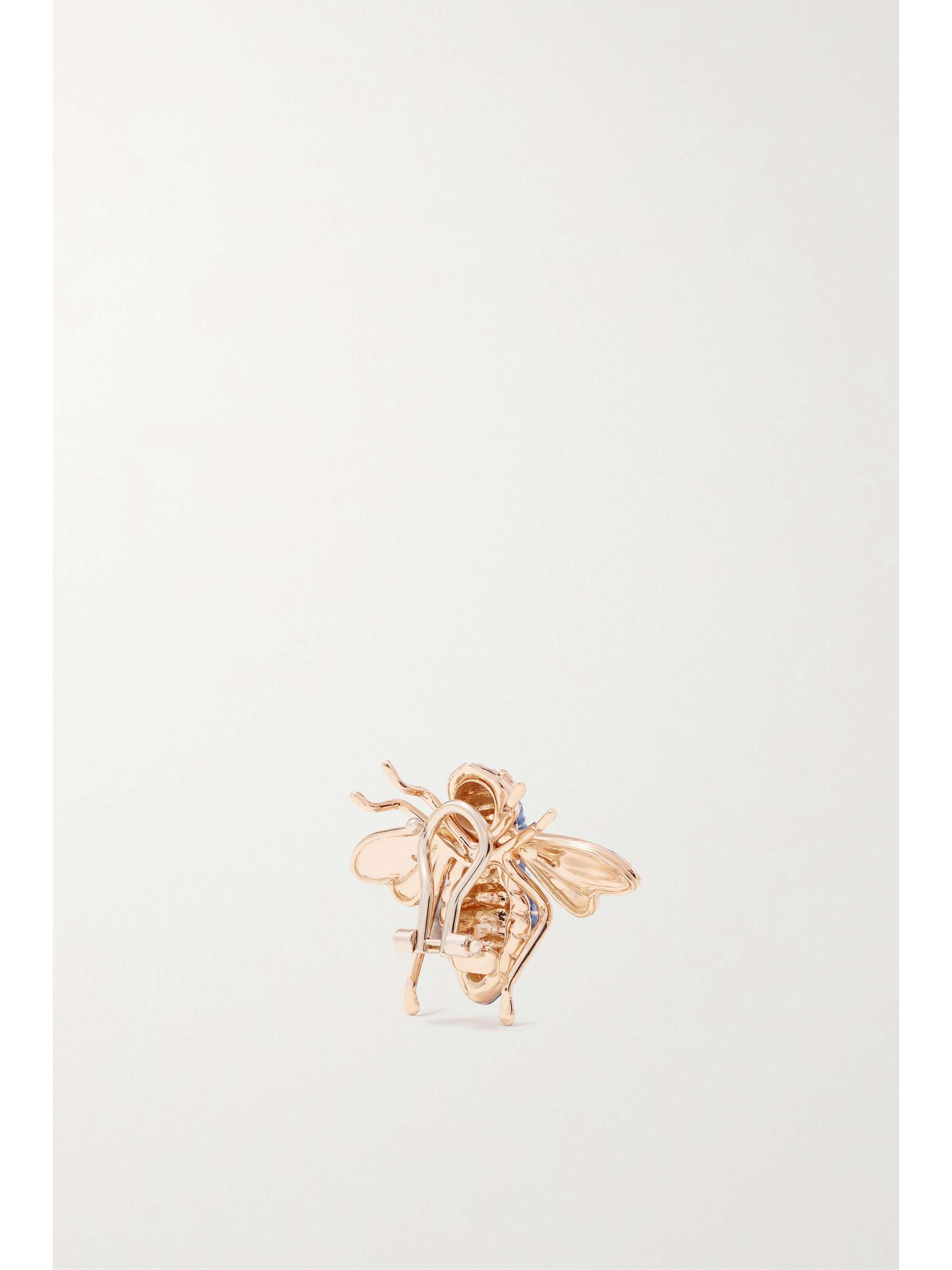 SABBADINI 18-karat rose gold, lacquer and diamond clip earrings