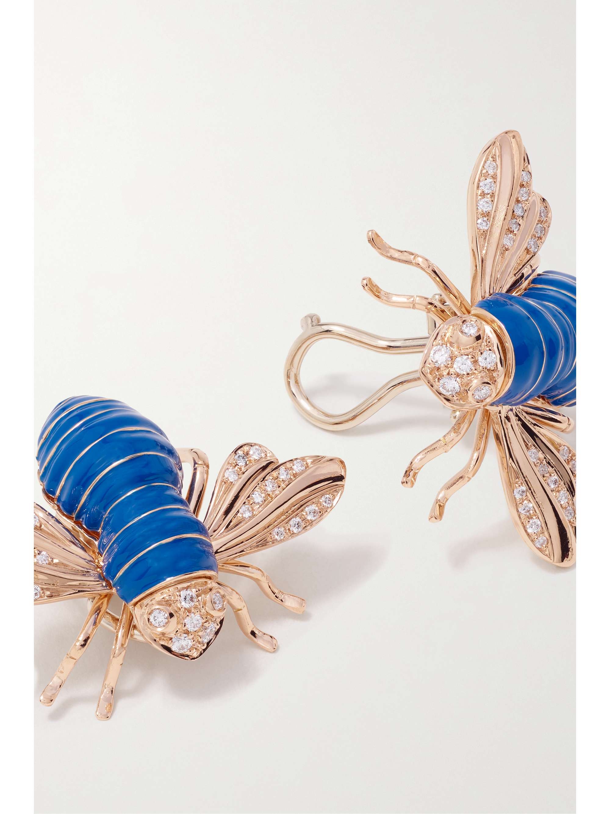 SABBADINI 18-karat rose gold, lacquer and diamond clip earrings