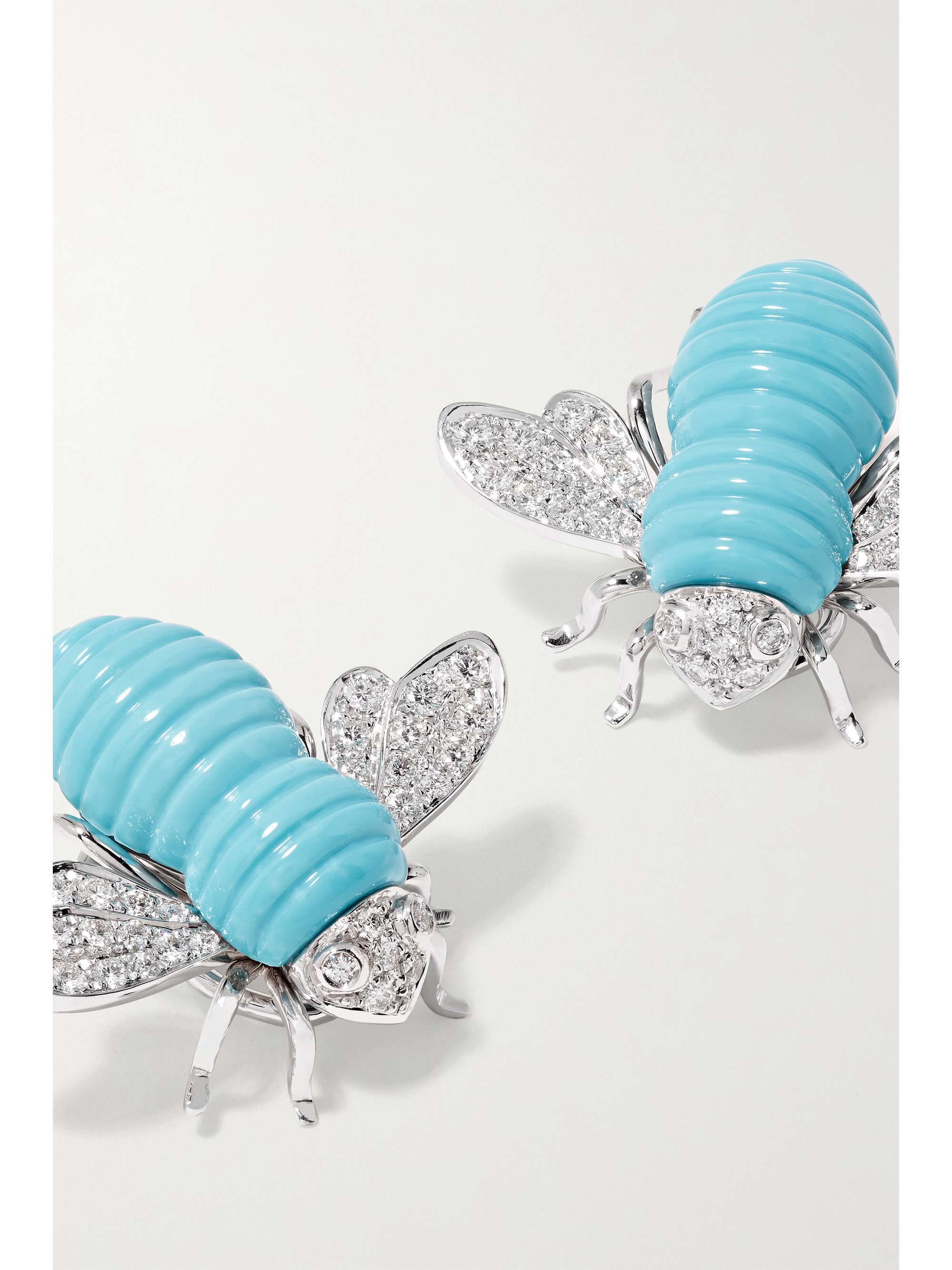 SABBADINI 18-karat white gold, turquoise and diamond earrings
