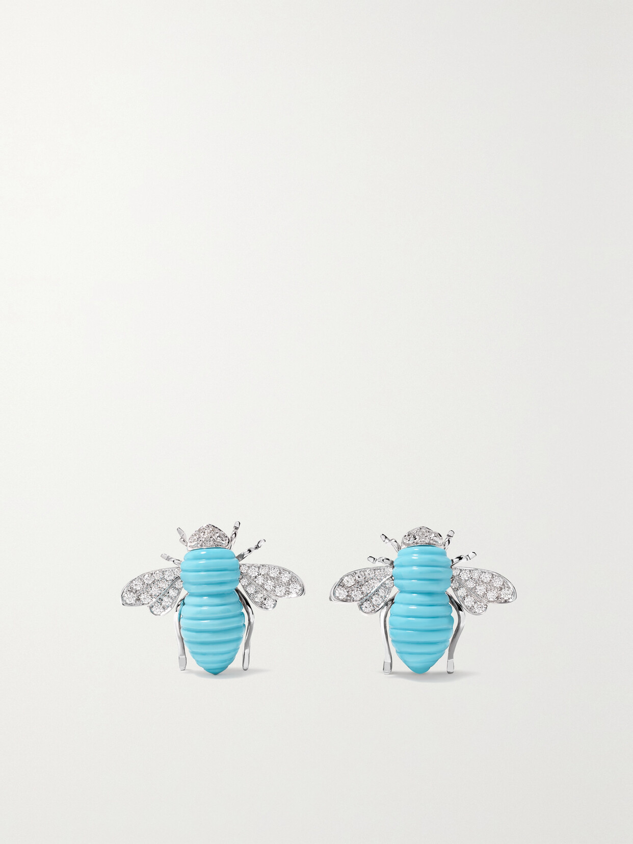 Sabbadini 18-karat White Gold, Turquoise And Diamond Earrings