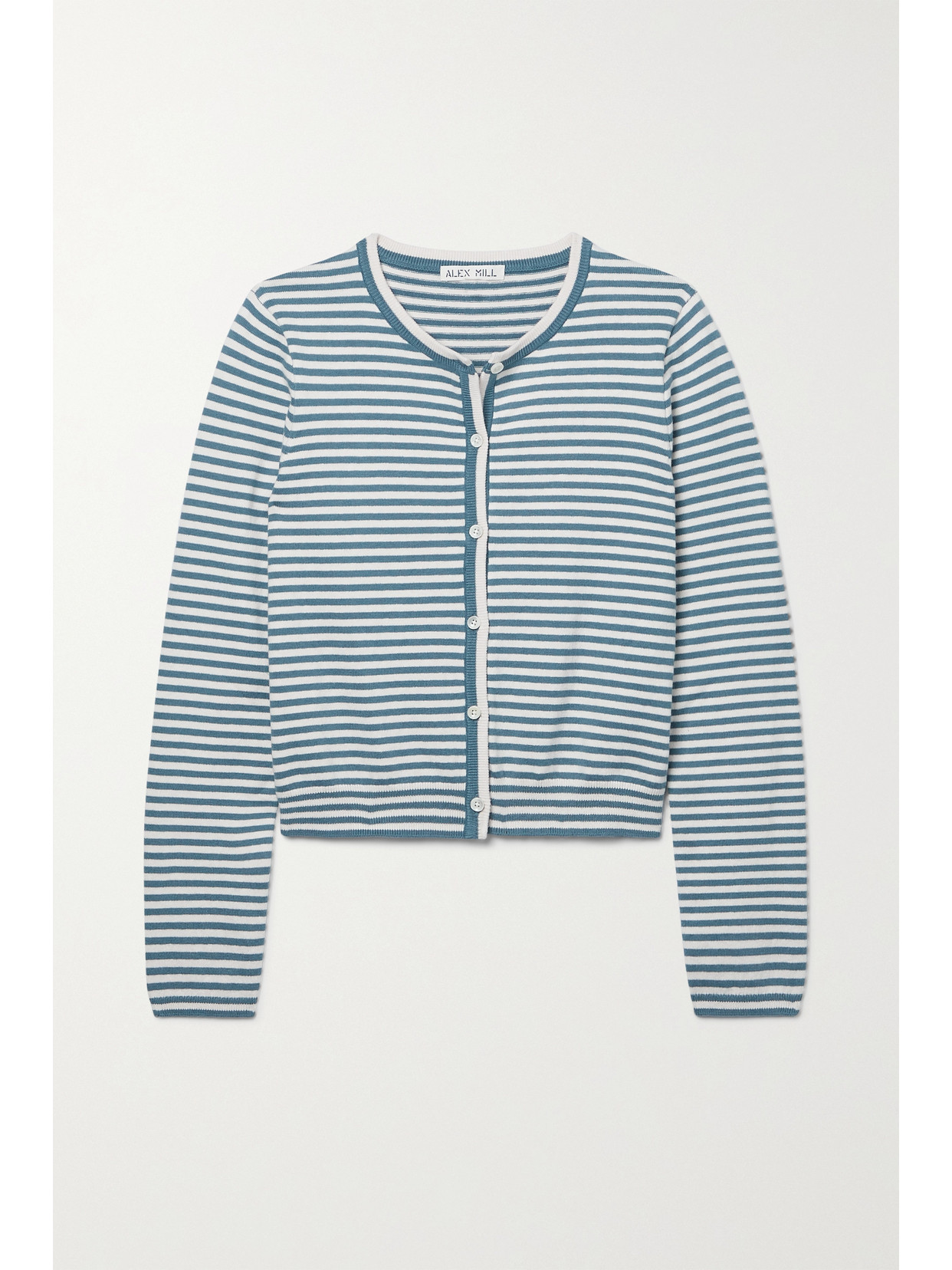 Alex Mill Albertina Striped Cotton Cardigan In Blue